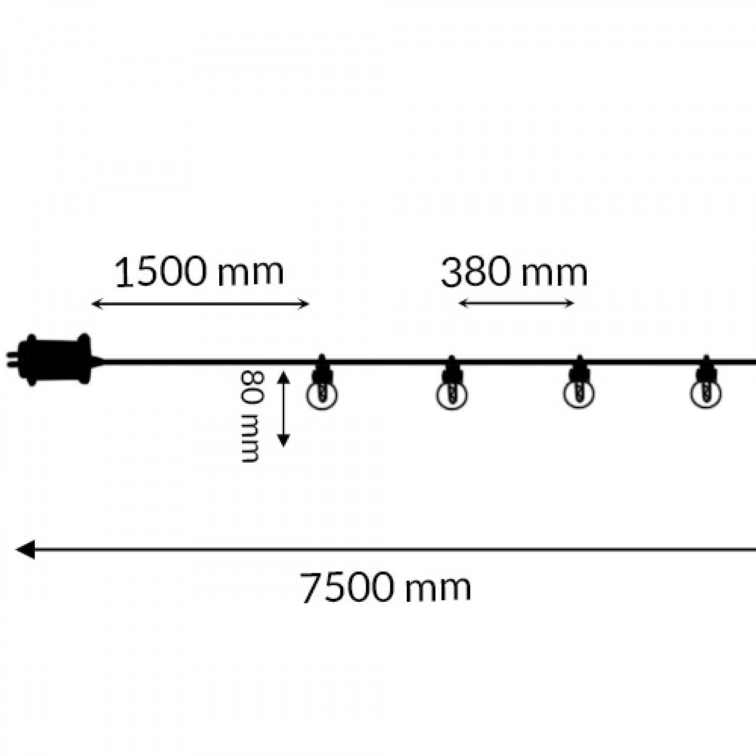 Guirnalda de 15 Bombillas 7,5M Exterior Ip44 Cable Eléctrico Rgbw