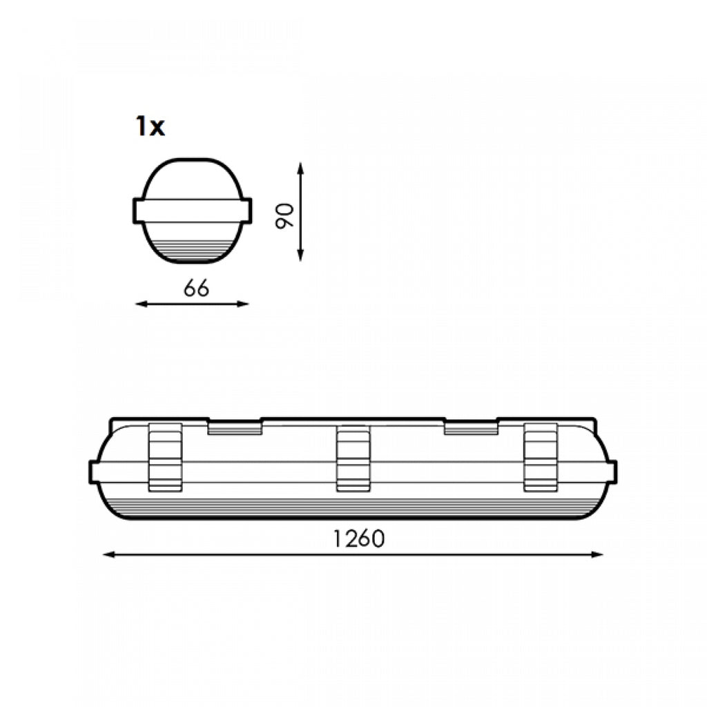 Pantalla Estanca Para un Tubo Led Platno 1200 Mm