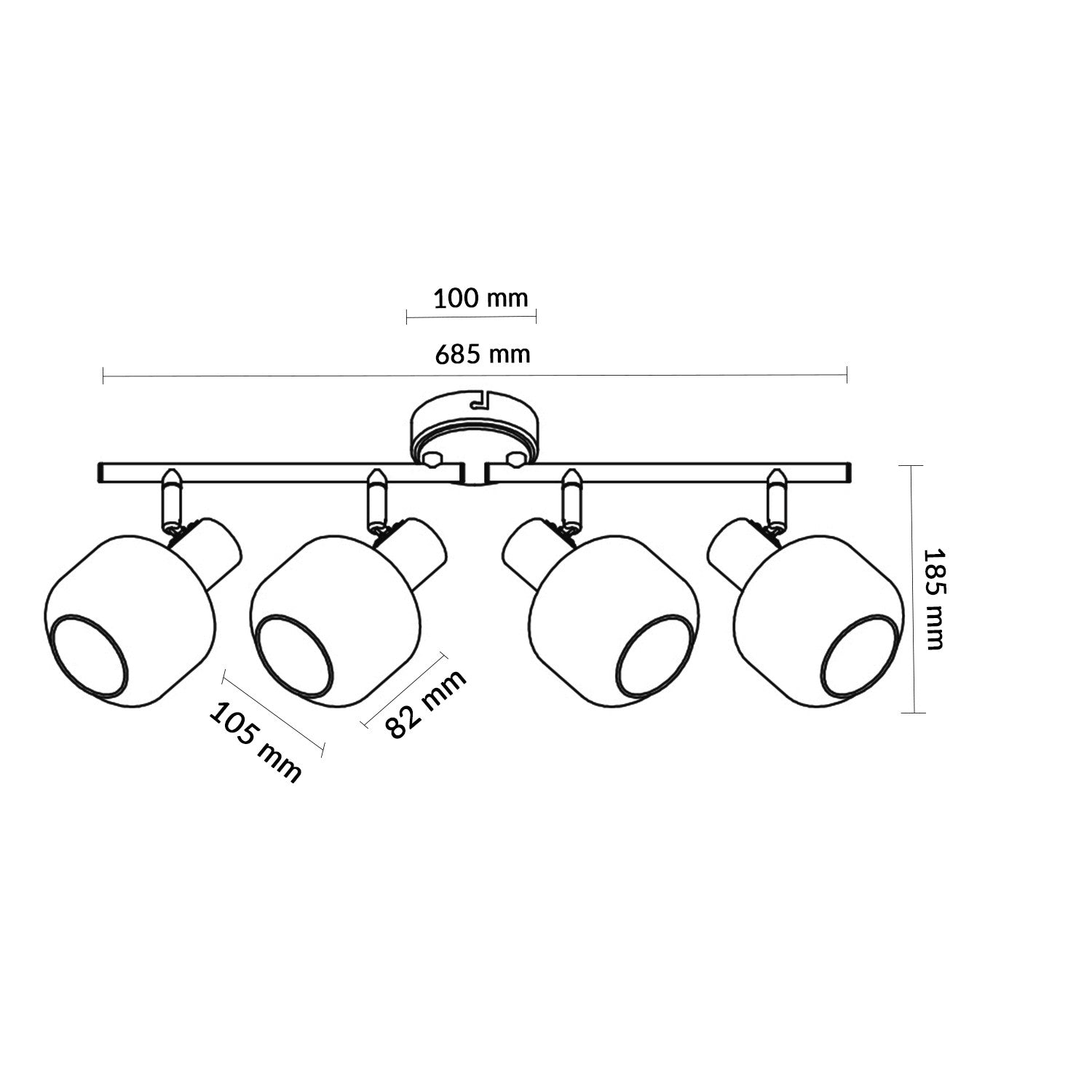 Lámpara de Techo Serie Glass 4 Focos E14