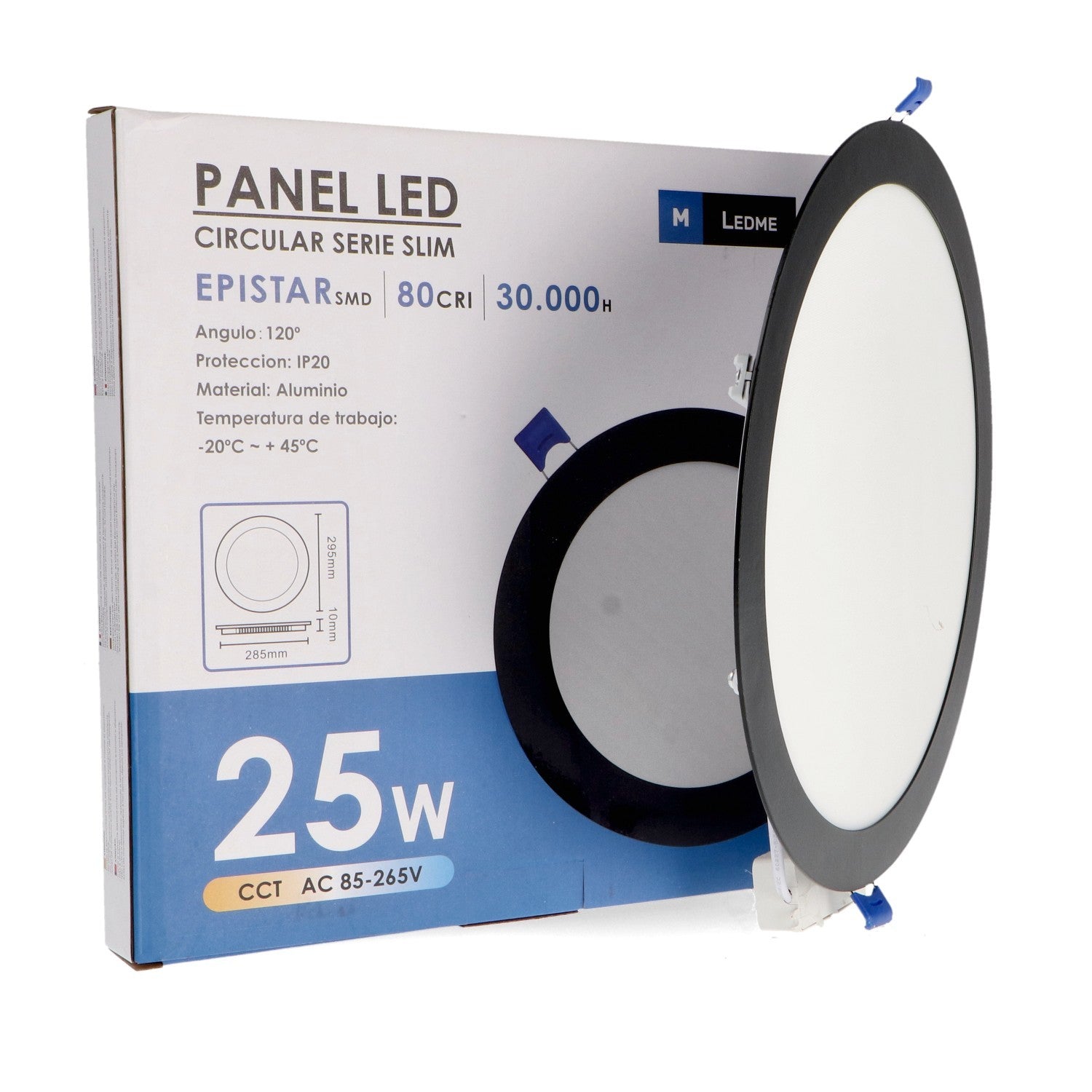 Panel Led Circular Empotrar Negro Cct