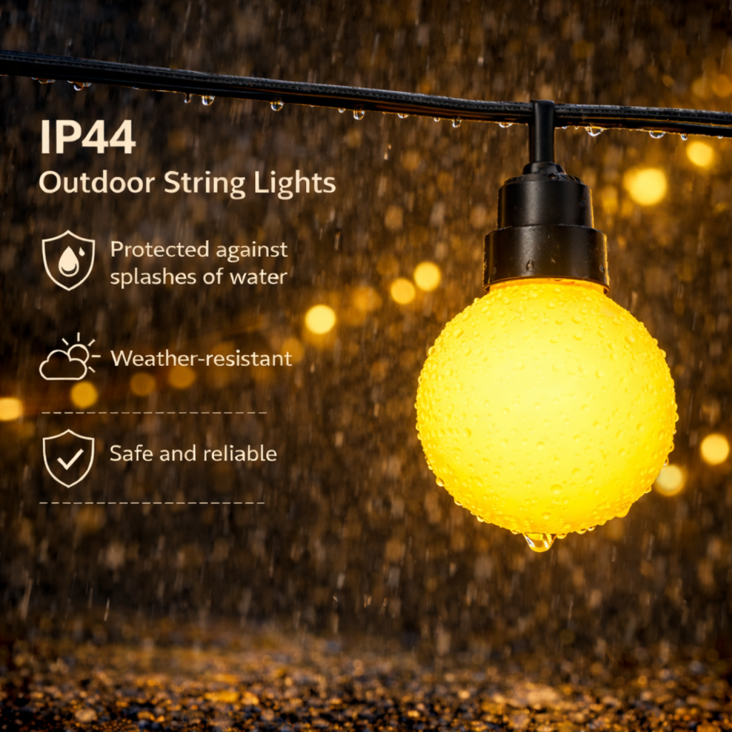 Guirnalda de 10 Bombillas 6,5M Exterior IP44 Cable Eléctrico RGBW