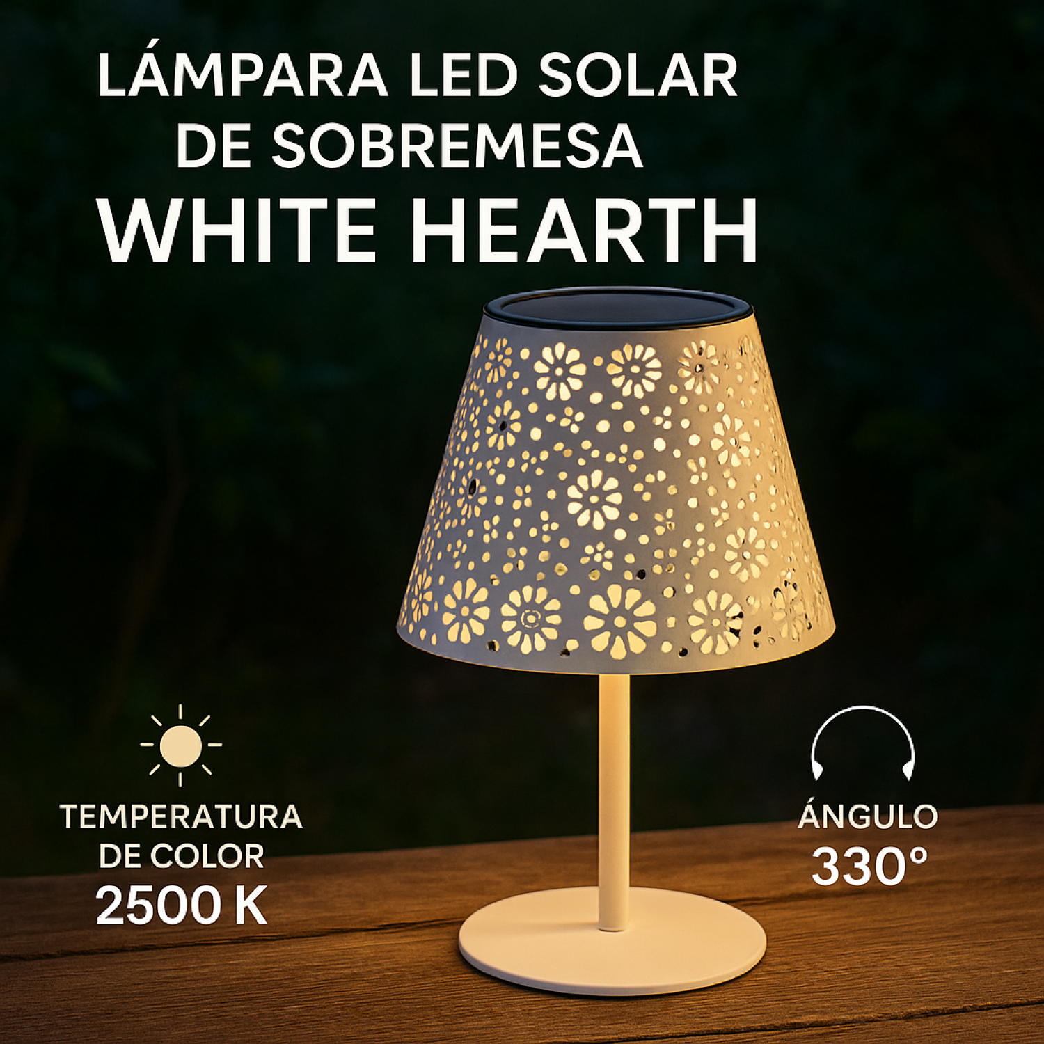 Lampara Led Solar de Sobremesa Hearth