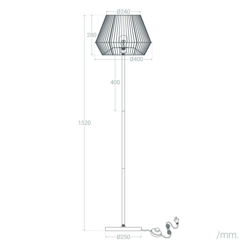 Lámpara de Pie Kirito de Papel Trenzado E27 | Interior