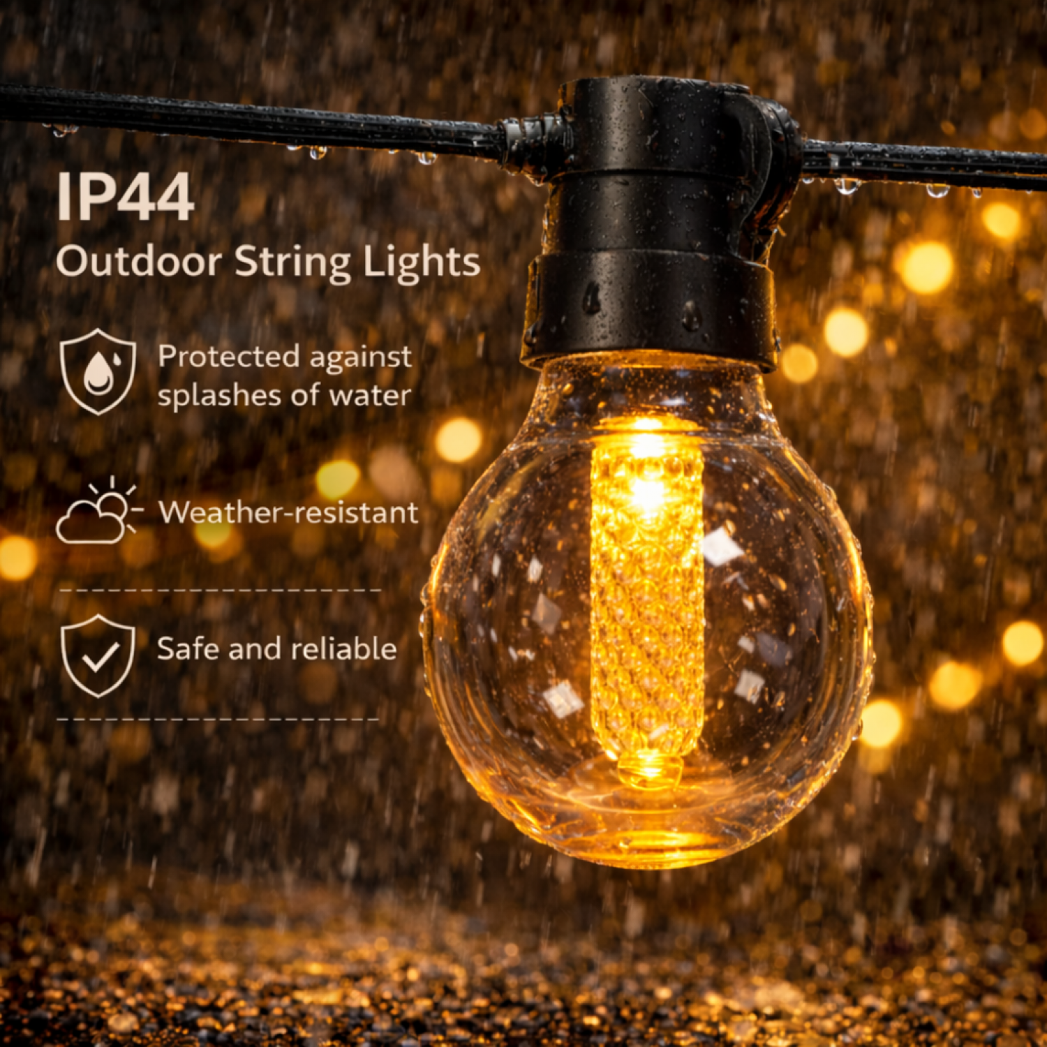 Guirnalda de 15 Bombillas 7,5M Exterior Ip44 Cable Eléctrico Rgbw