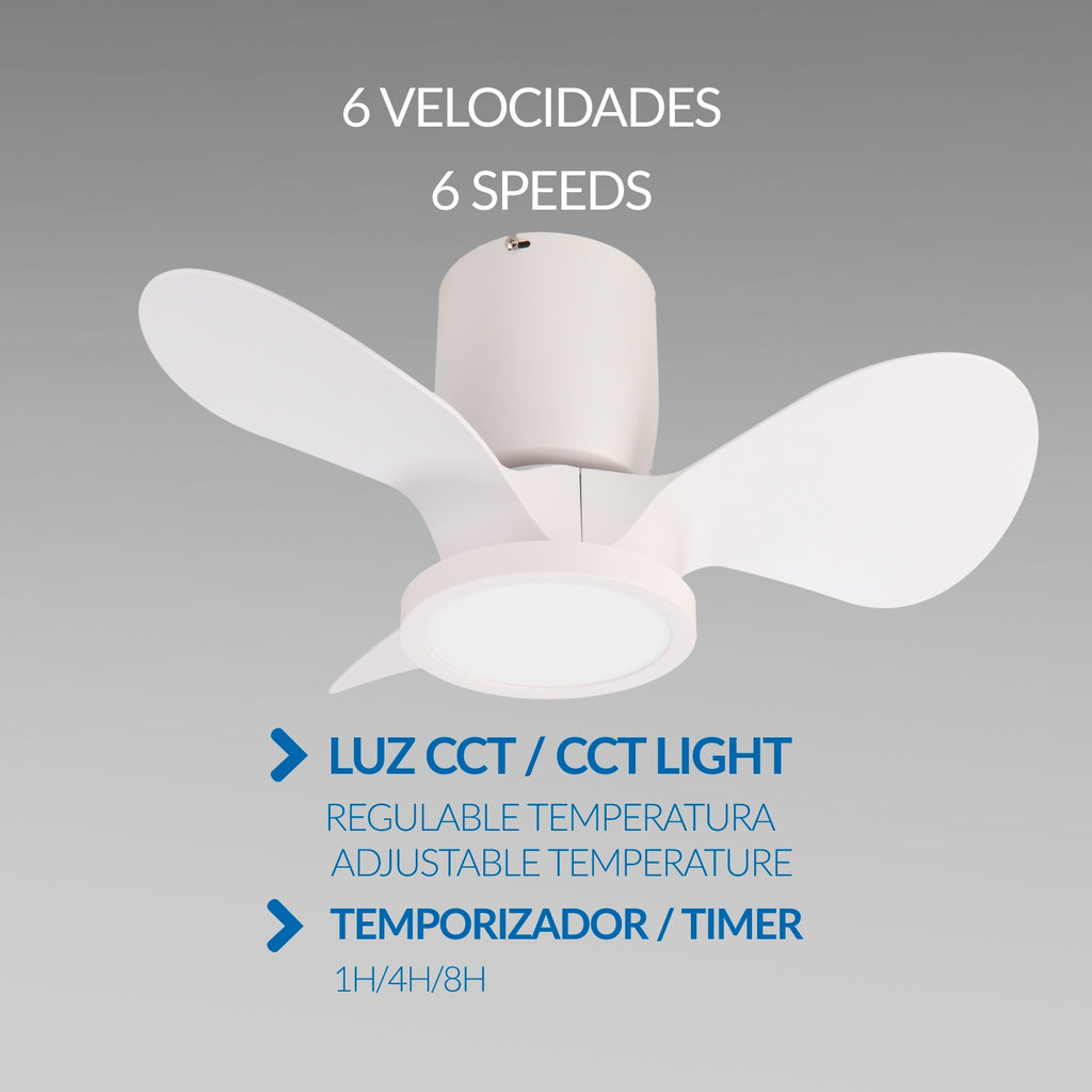 Ventilador de Techo LED Nature DC ø60 cm — Aspas Pétalo Compacto Regulable 6 Velocidades