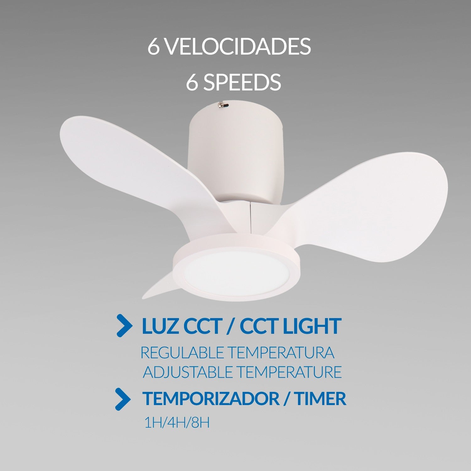 Ventilador de Techo LED Nature DC ø60 cm — Aspas Pétalo Compacto Regulable 6 Velocidades