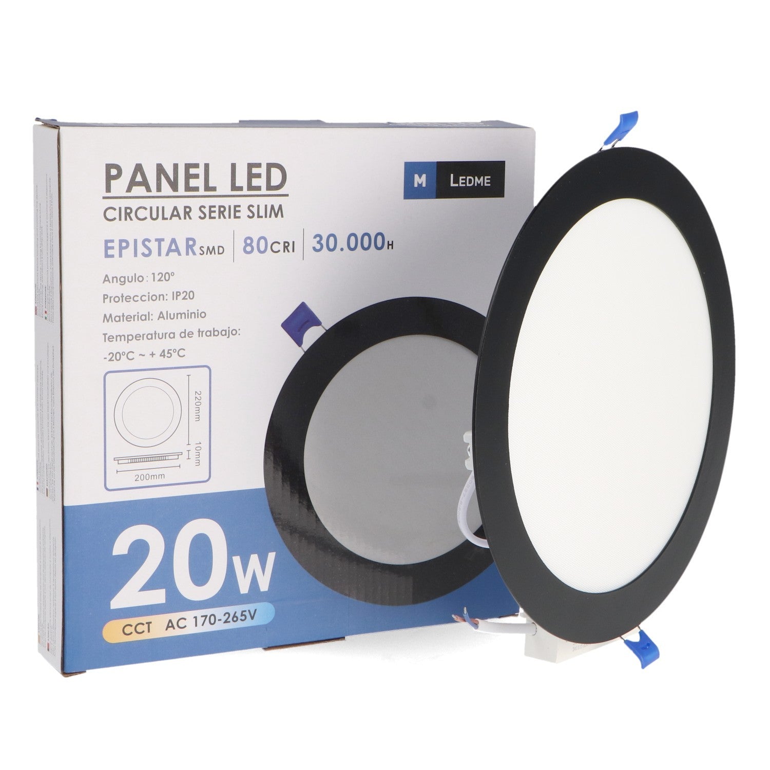 Panel Led Circular Empotrar Negro Cct