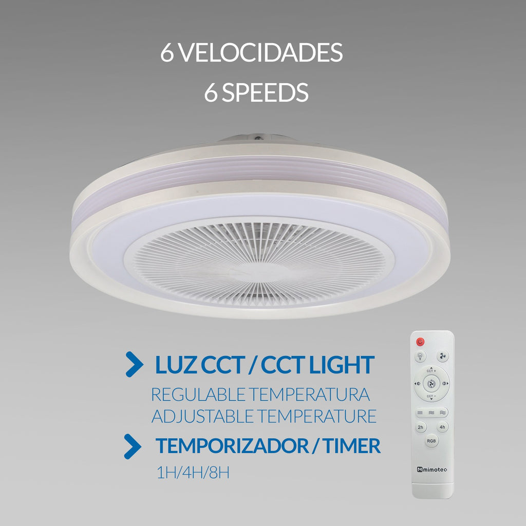 Ventilador de Techo LED Colours CCT+RGBIC DC ø50 cm — Luz RGB Multicolor Plafón 3 Velocidades