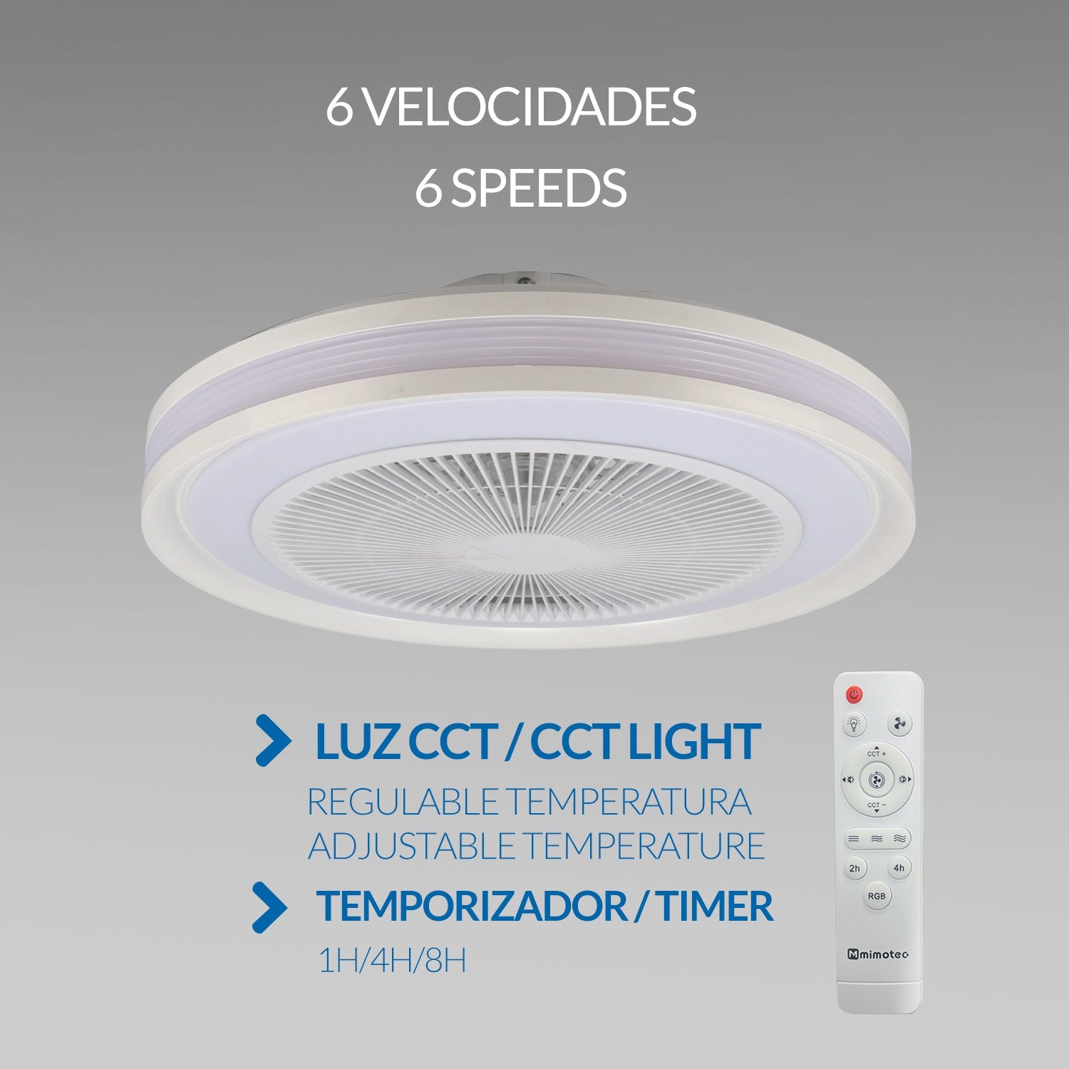 Ventilador de Techo LED Colours CCT+RGBIC DC ø50 cm — Luz RGB Multicolor Plafón 3 Velocidades