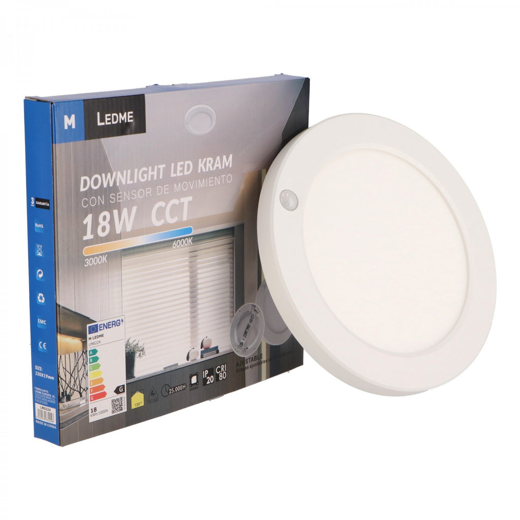 Plafón LED Superficie Kram 18W CCT - Sensor de Movimiento 360°