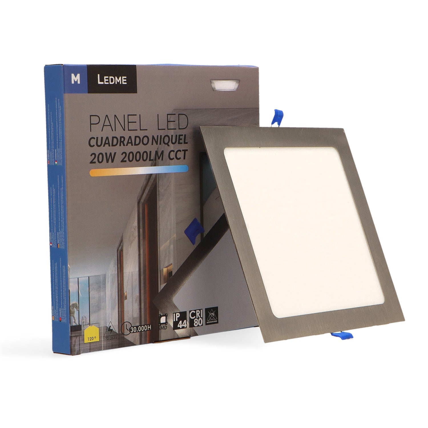 Panel Led Cuadrado Empotrar Niquel Cct