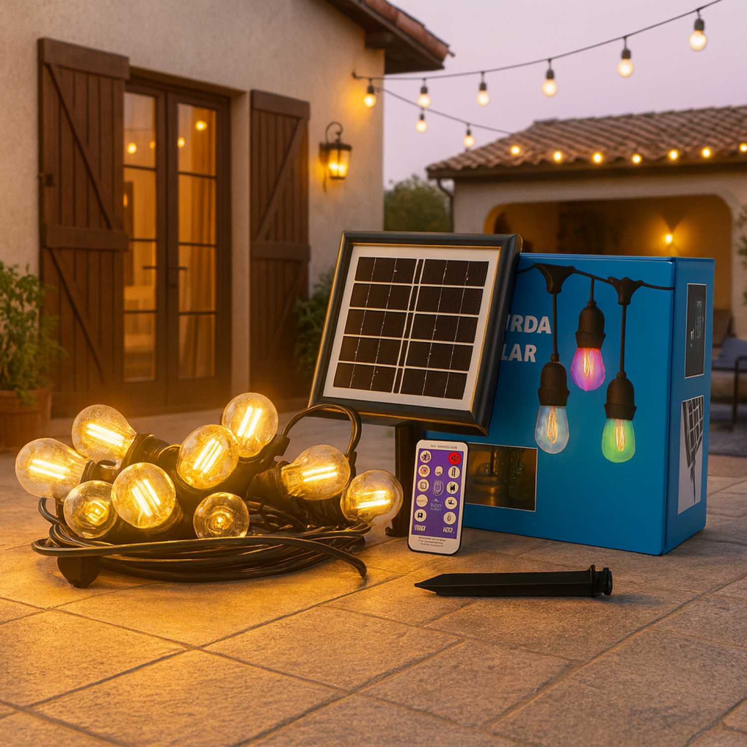 Guirnalda Led Solar de 10 Bombillas 7,5M Exterior Ip65