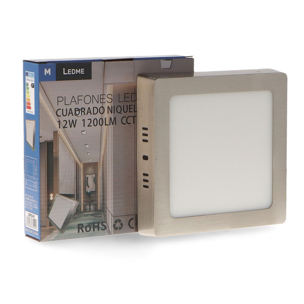 Panel LED de Superficie Níquel Cuadrado CCT - IP44 Resistente
