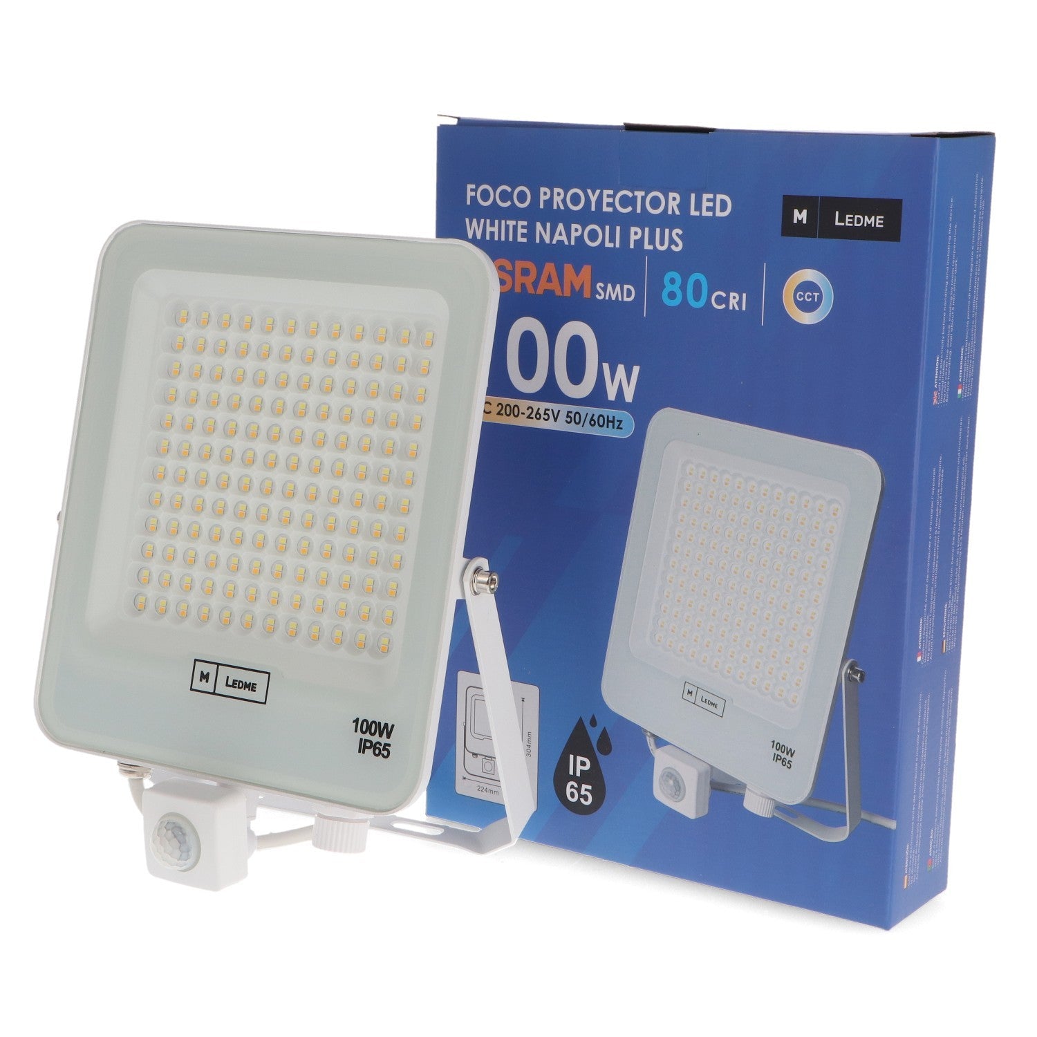 Foco Proyector Led Napoli Plus Blanco Con Sensor de Movimiento