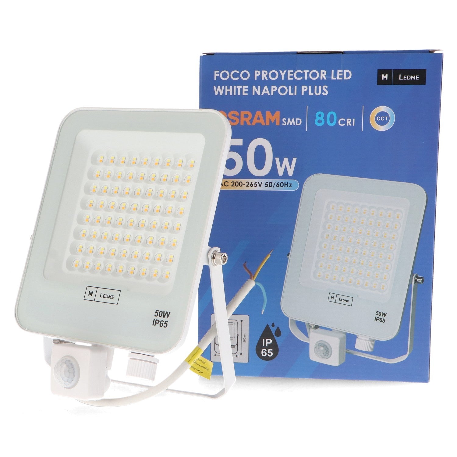 Foco Proyector Led Napoli Plus Blanco Con Sensor de Movimiento