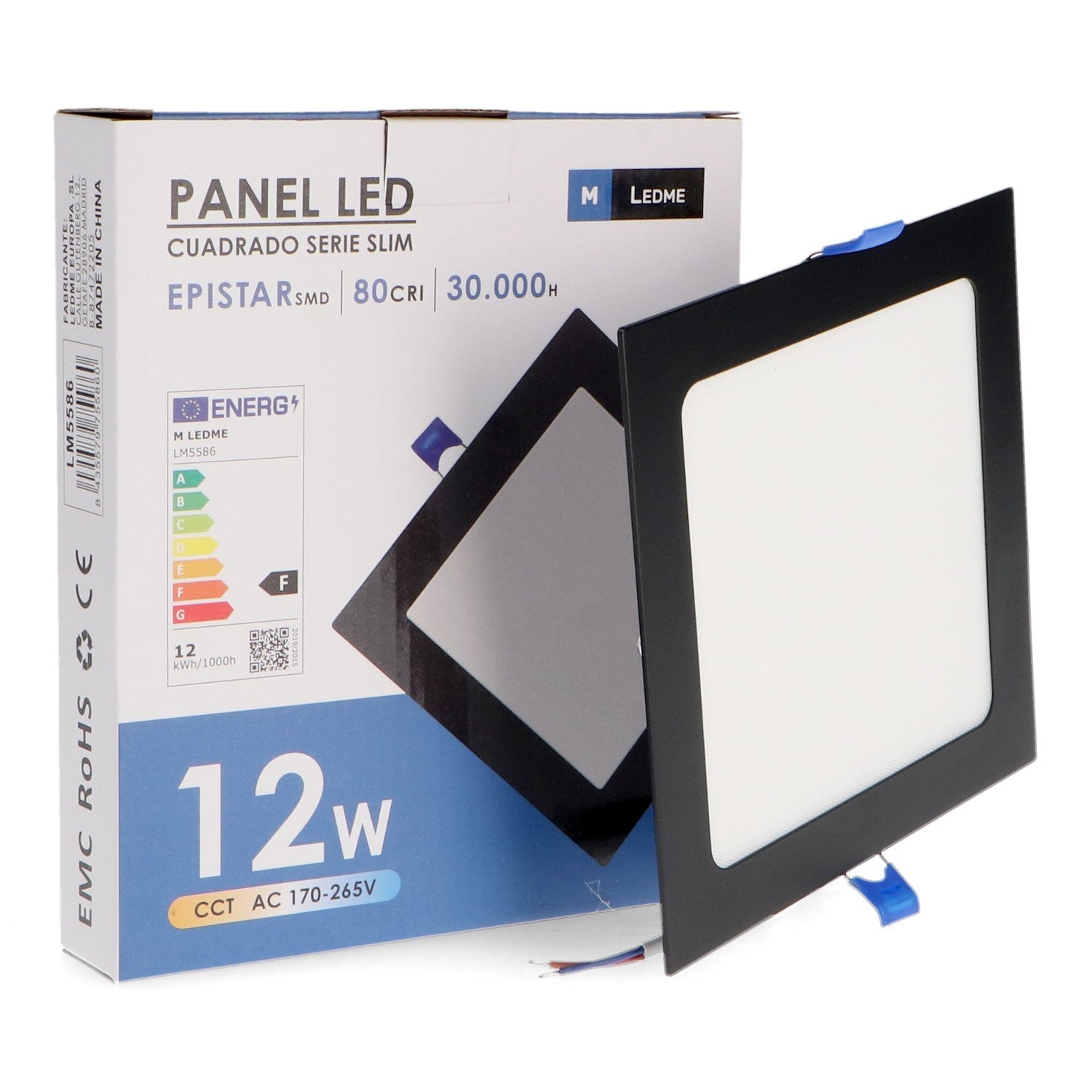 Panel Led Cuadrado Empotrar Negro Cct