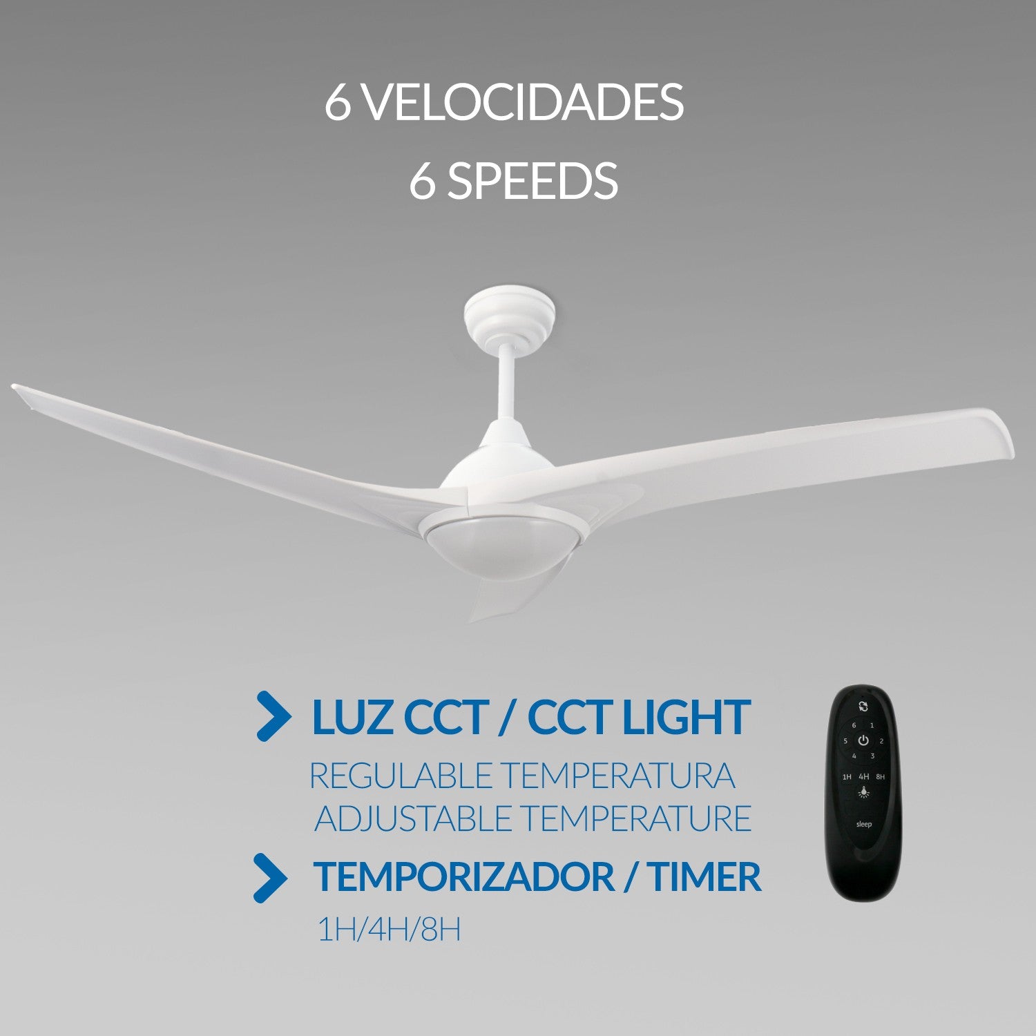 Ventilador de Techo LED Ivara DC ø132 cm — Blanco Total 2.500 lm 6 Velocidades