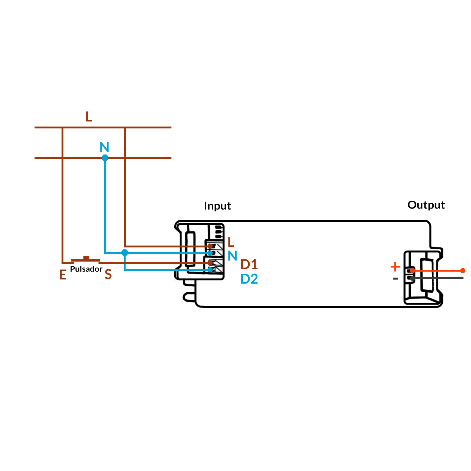 Driver Lifud Dali / Push Salida 20-42V Dc 40W No Flicker Lf-Add040-1050-42