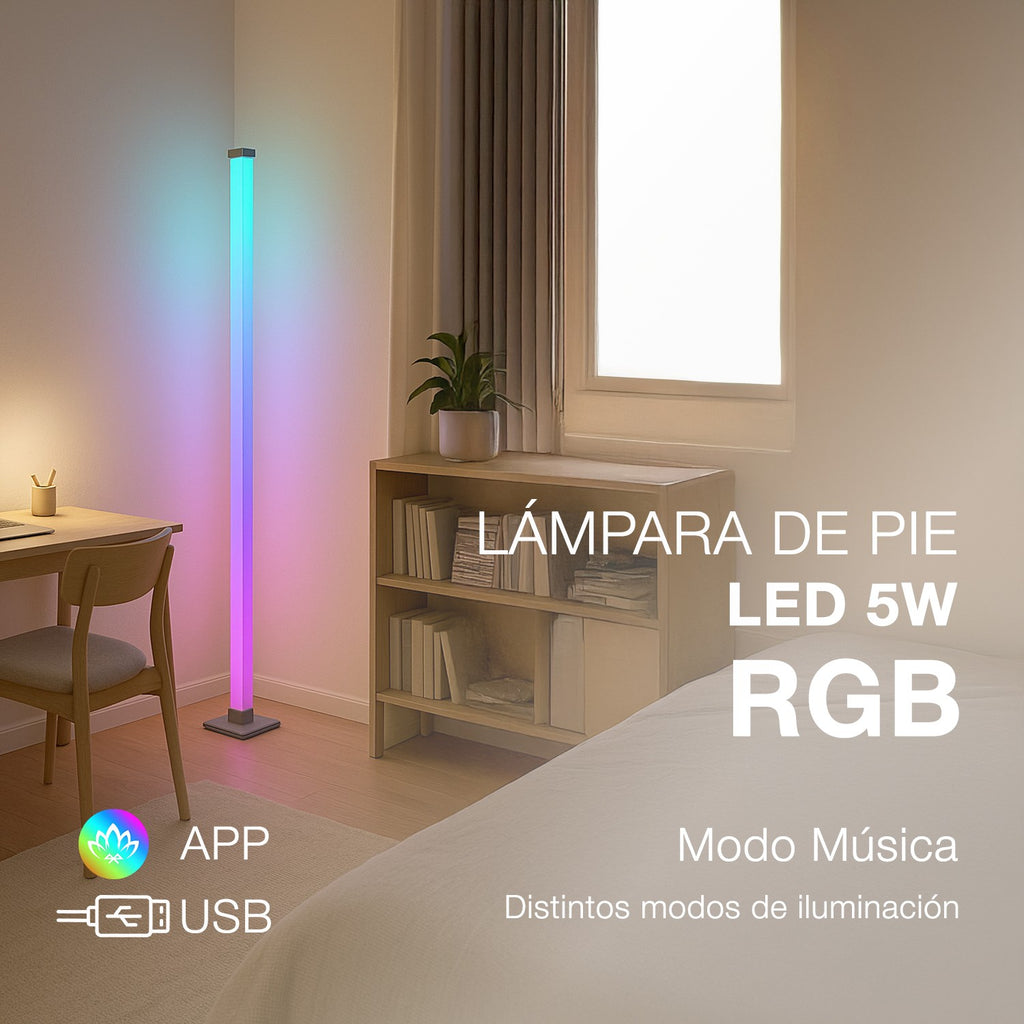 Lámpara de Pie 5V Dc Rgb Con Control Remoto y App