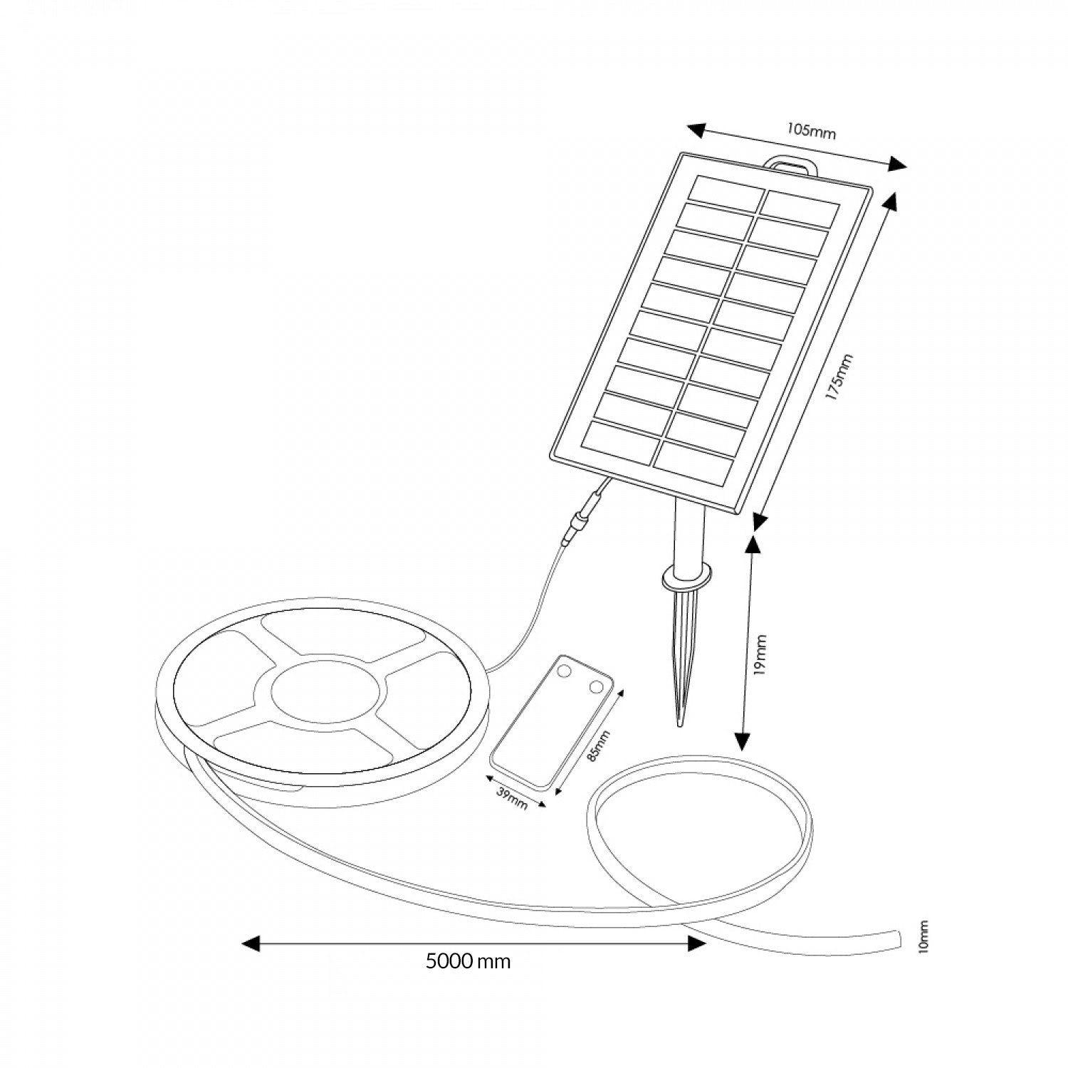 Pack Tira de Led Solar Smd2835 300L 3000K - 5 Metros