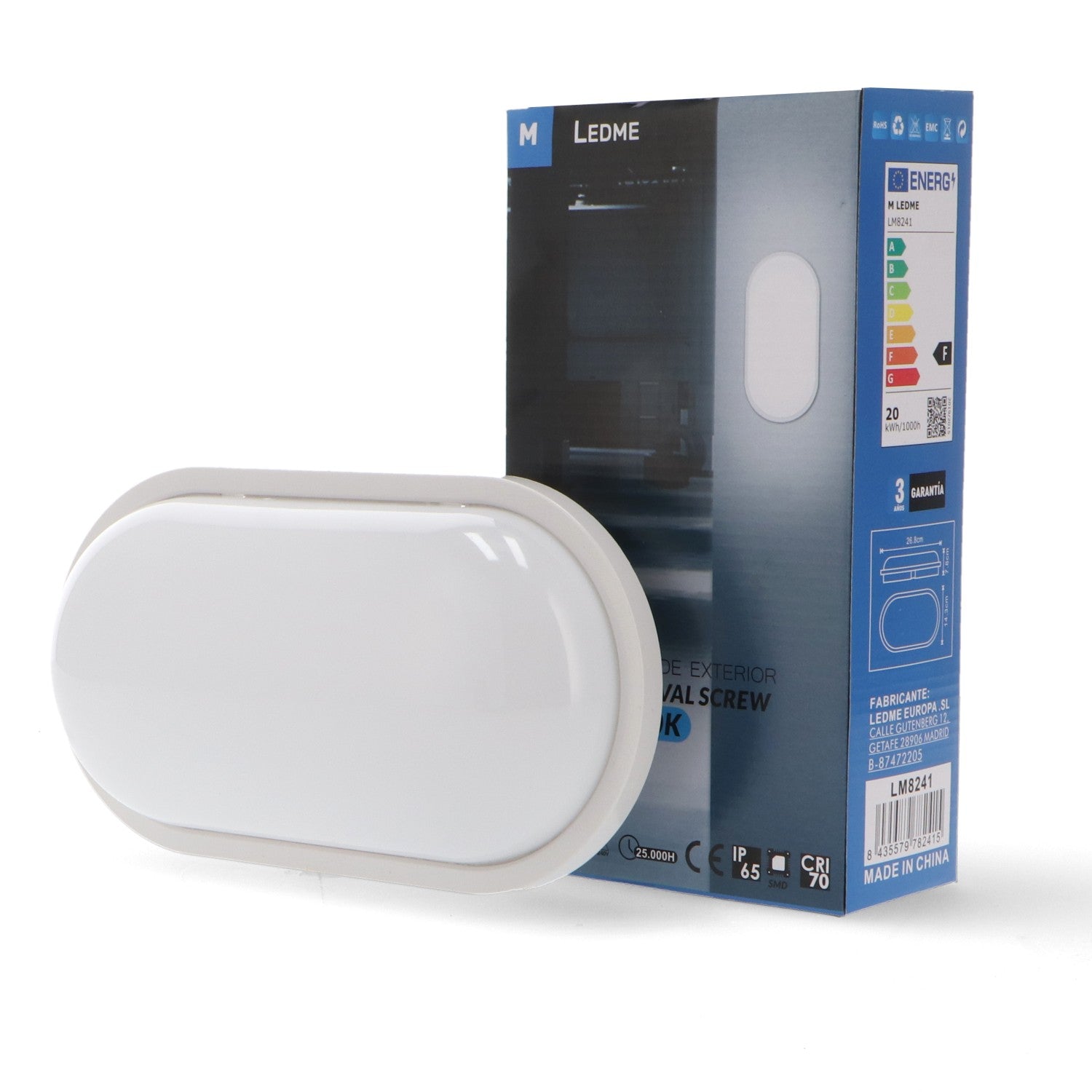 Plafón Led Oval Screw 20W Ip65