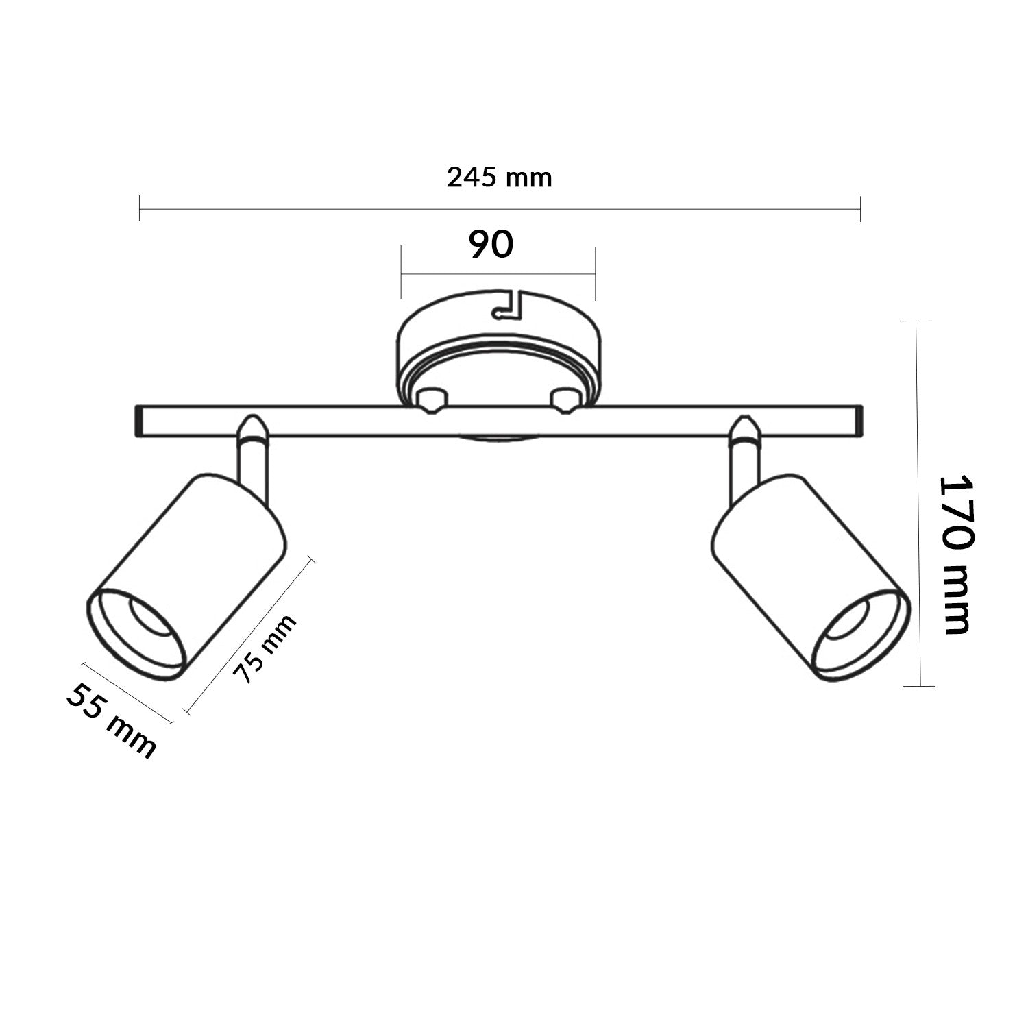Lámpara de Techo Serie Black 2 Focos Gu10