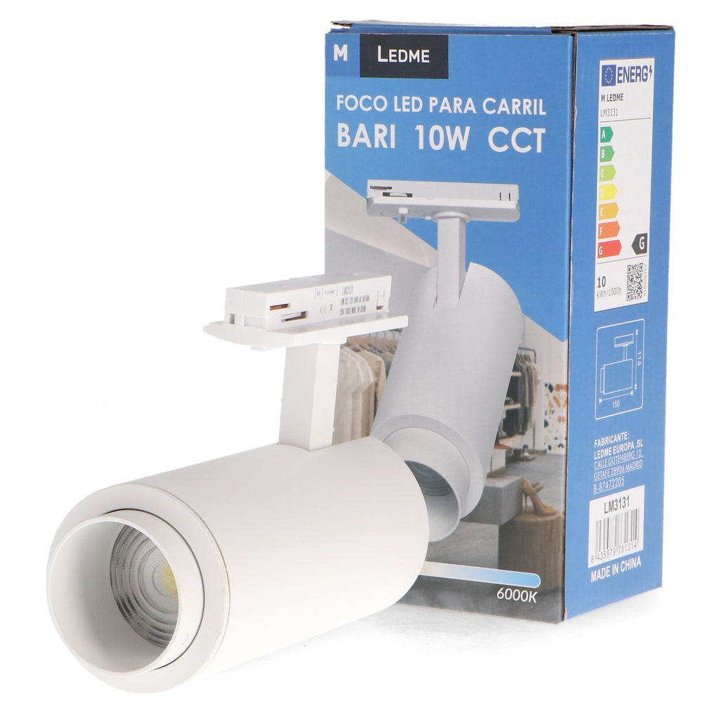 Foco LED Carril Bari 10W - Regulable CRI90 Óptica Ajustable