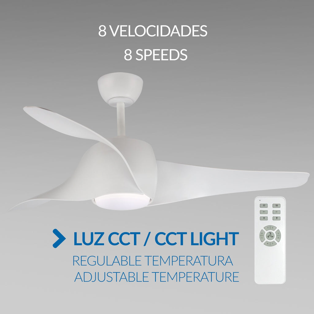 Ventilador de Techo LED Fanton DC ø127 cm — Diseño Escultórico 8 Velocidades