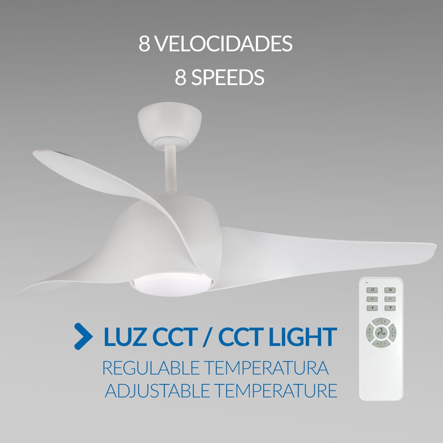 Ventilador de Techo LED Fanton DC ø127 cm — Diseño Escultórico 8 Velocidades