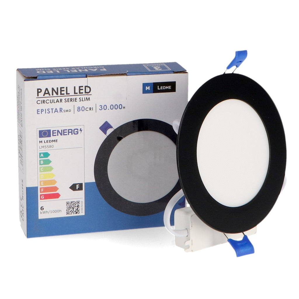 Panel Led Circular Empotrar Negro Cct