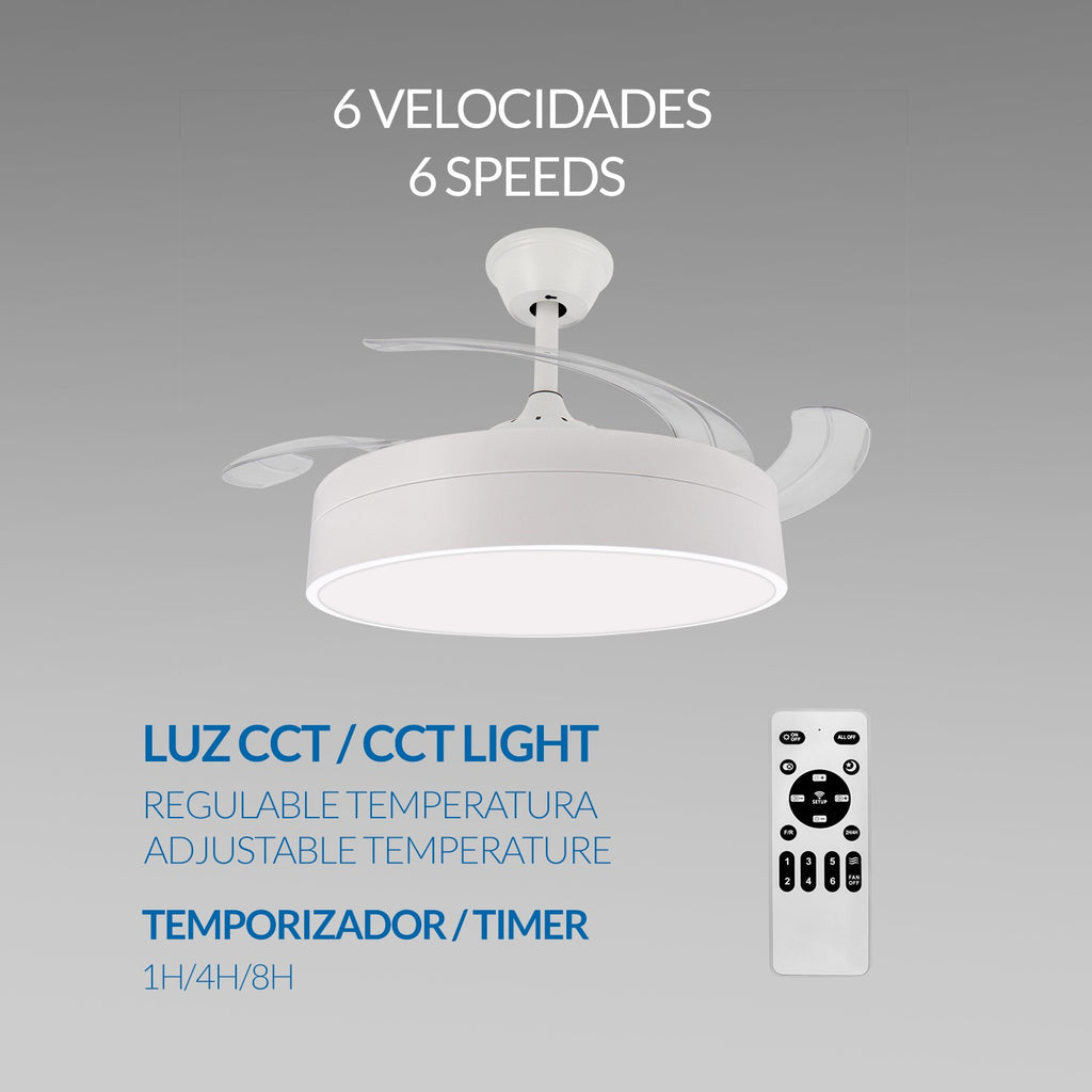 Ventilador de Techo LED Messe DC ø107 cm — Motor DC 40W Potente y Silencioso