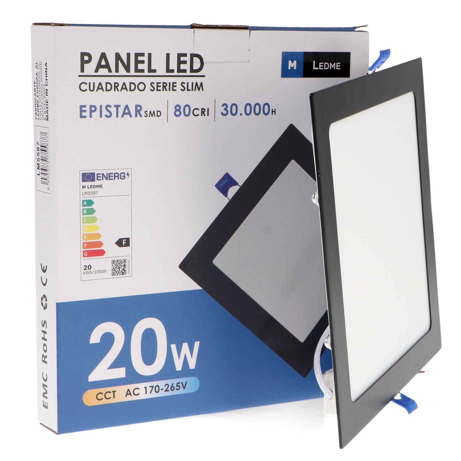 Panel Led Cuadrado Empotrar Negro Cct
