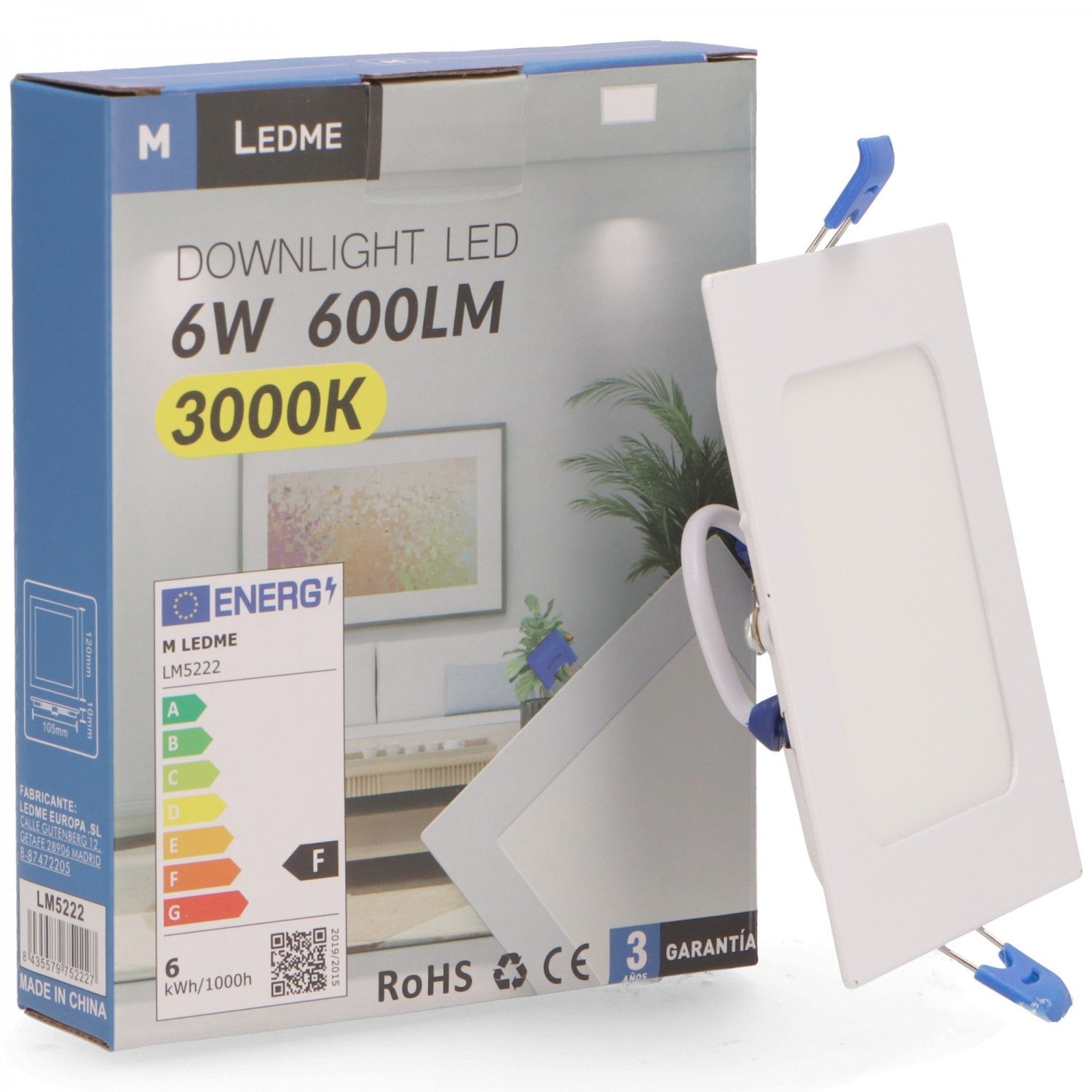 Panel Led Cuadrado  Empotrar Serie Slim