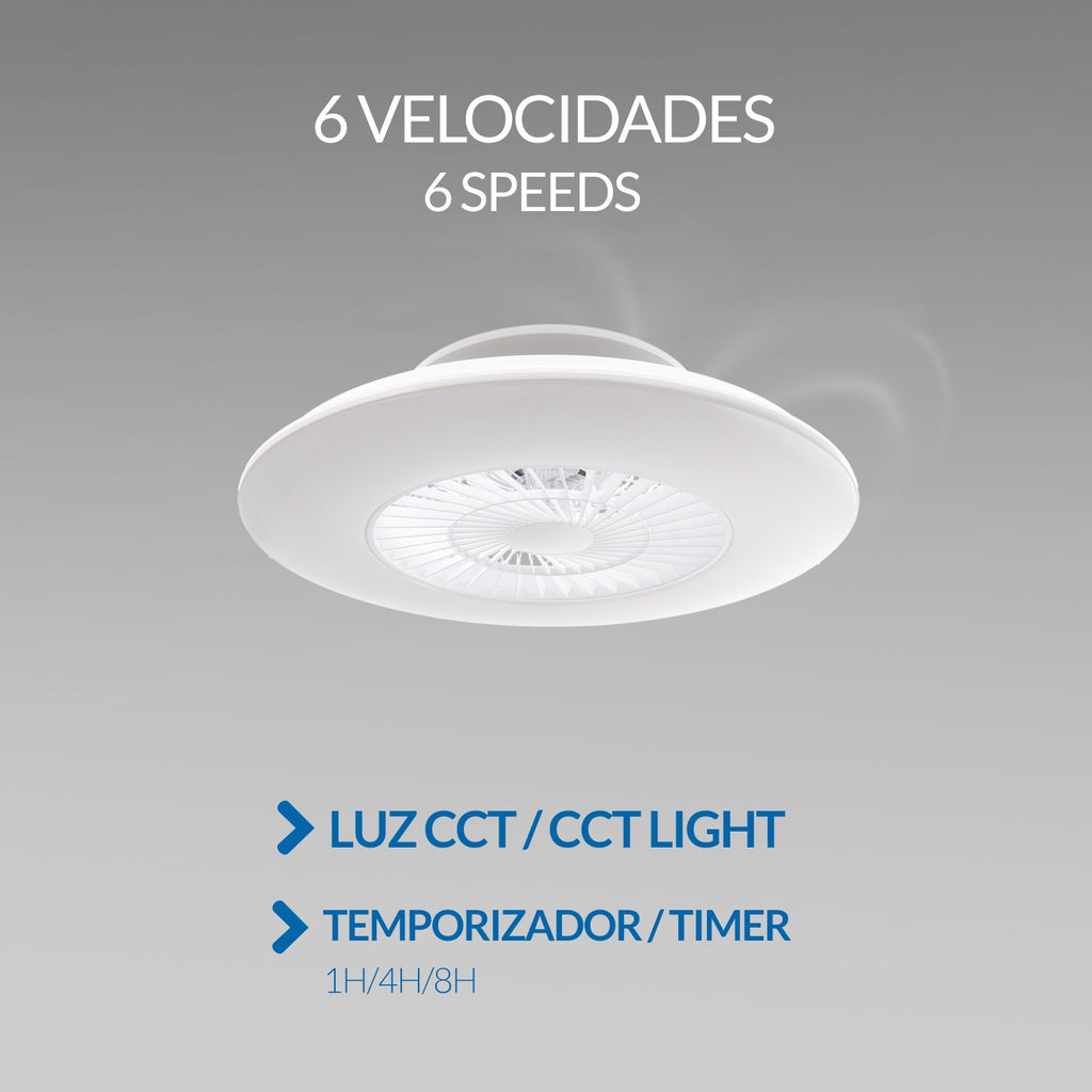 Ventilador de Techo LED Withline DC ø60 cm — Plafón Cónico 40W LED Regulable 6 Velocidades