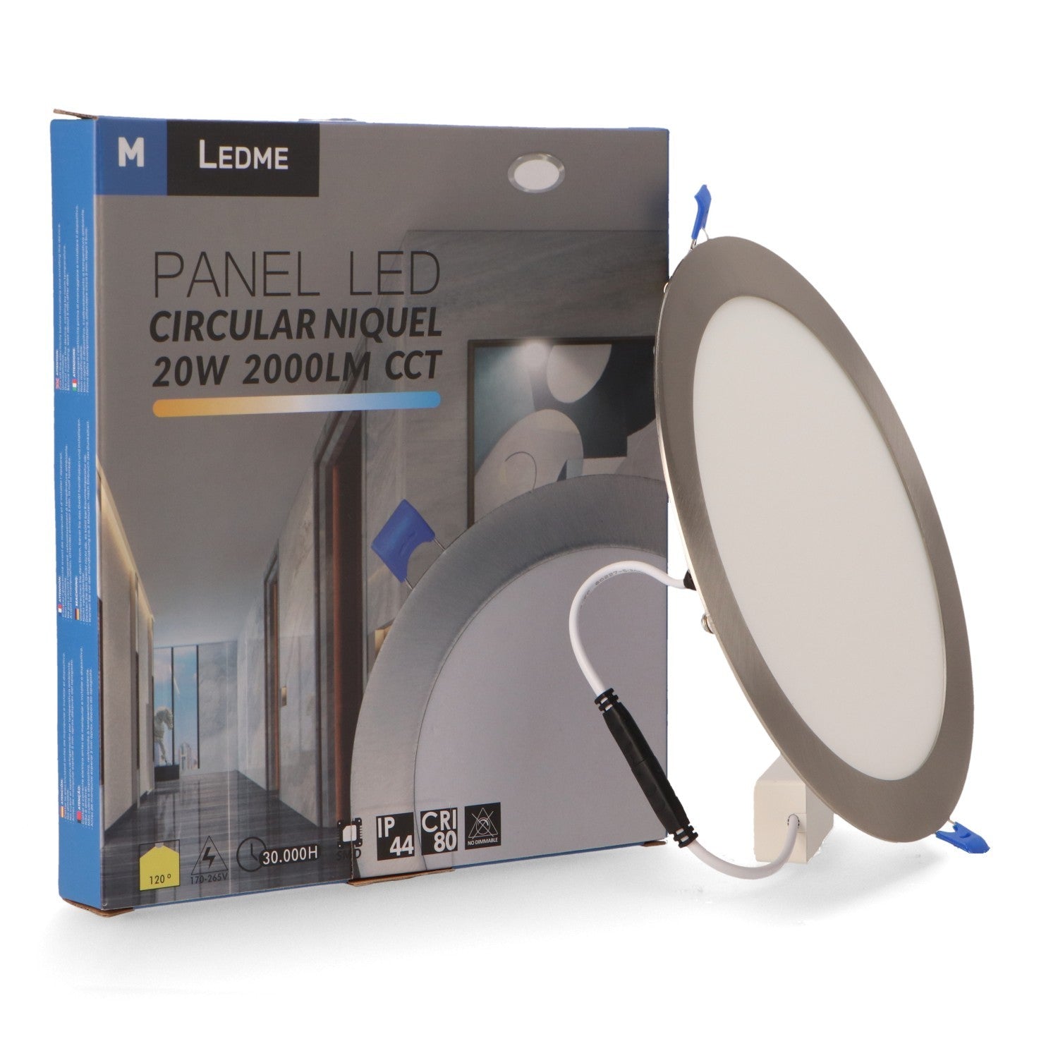 Panel Led Circular Empotrar Níquel Cct