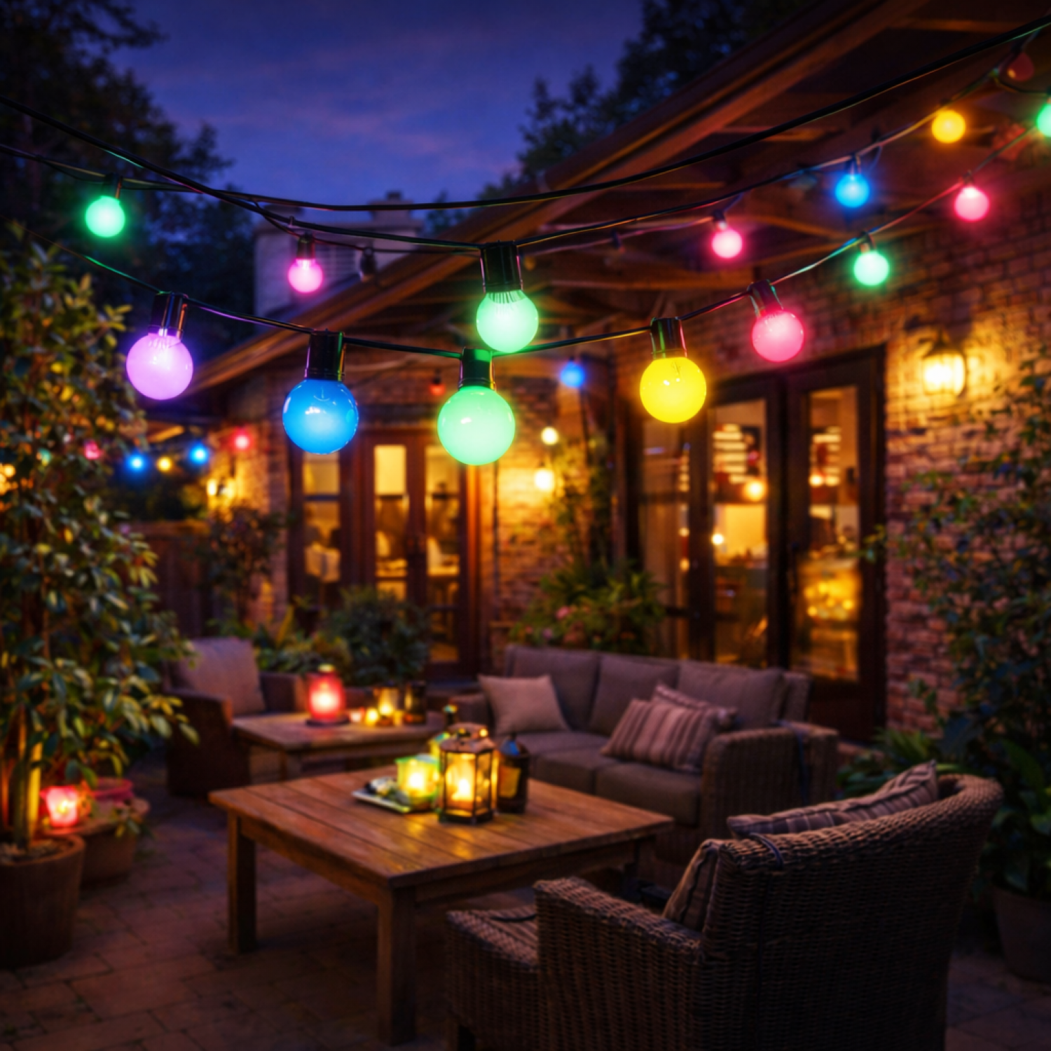 Guirnalda de 10 Bombillas 6,5M Exterior IP44 Cable Eléctrico RGBW