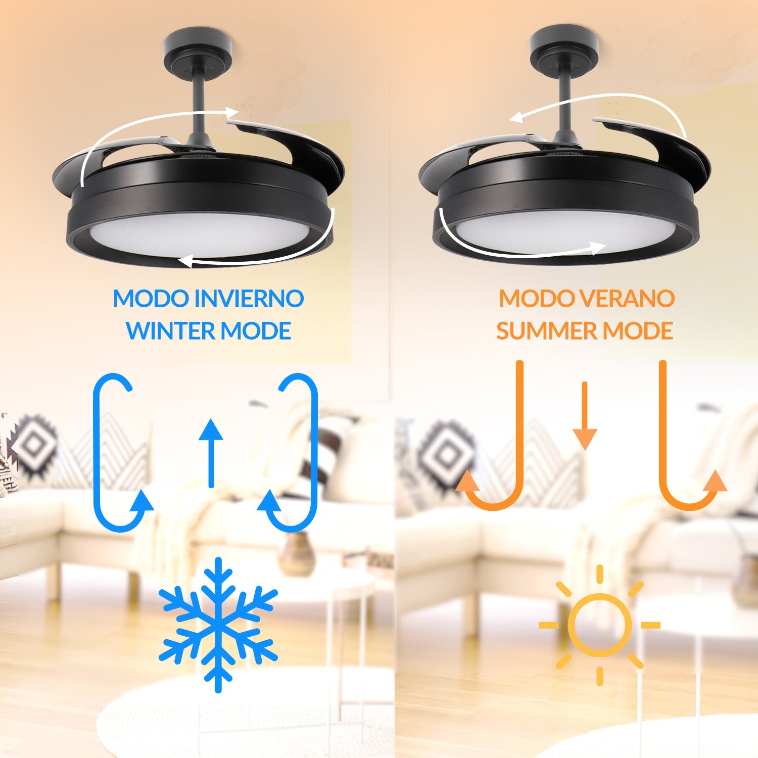 Ventilador de Techo LED Black II Yeray DC ø107 cm — Negro Total Exclusivo 6 Velocidades