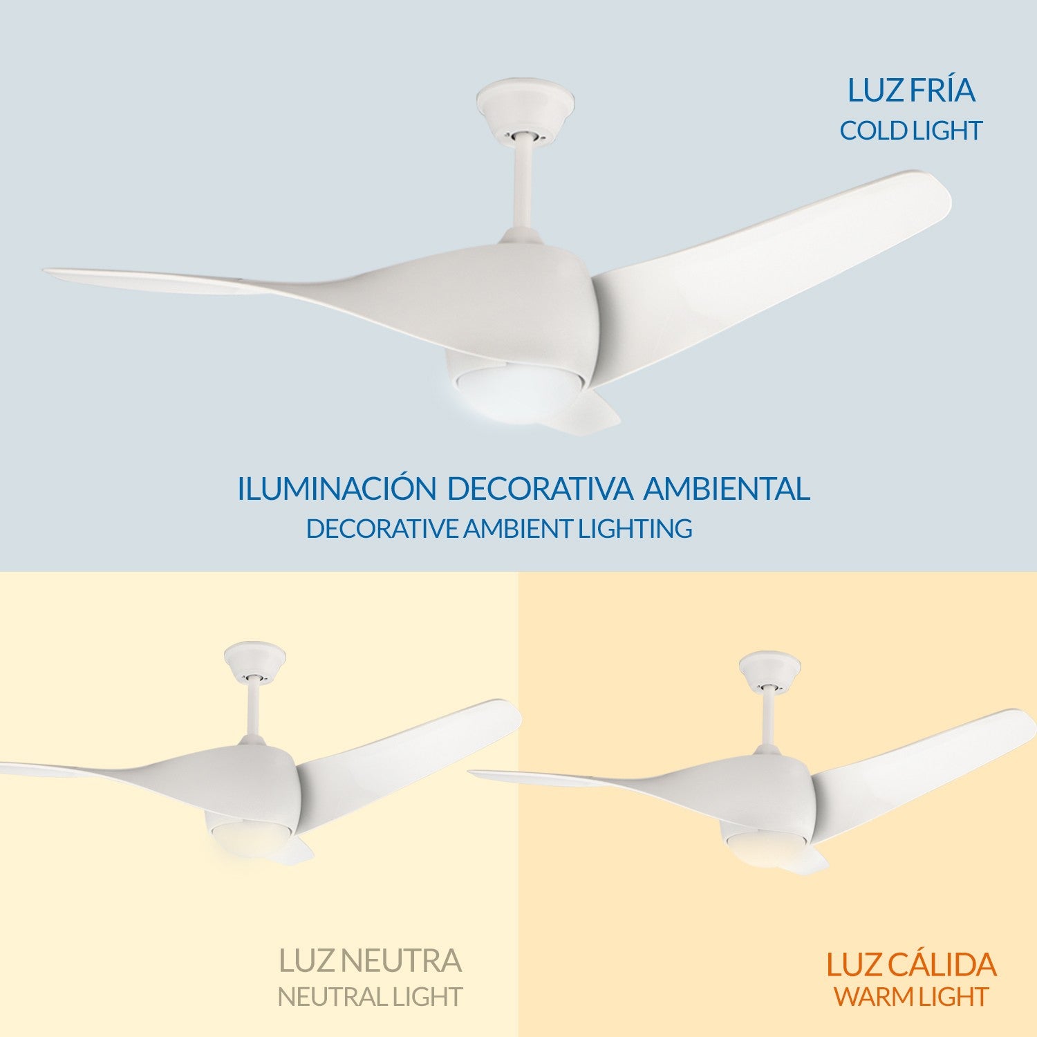 Ventilador de Techo LED Fanton DC ø127 cm — Diseño Escultórico 8 Velocidades