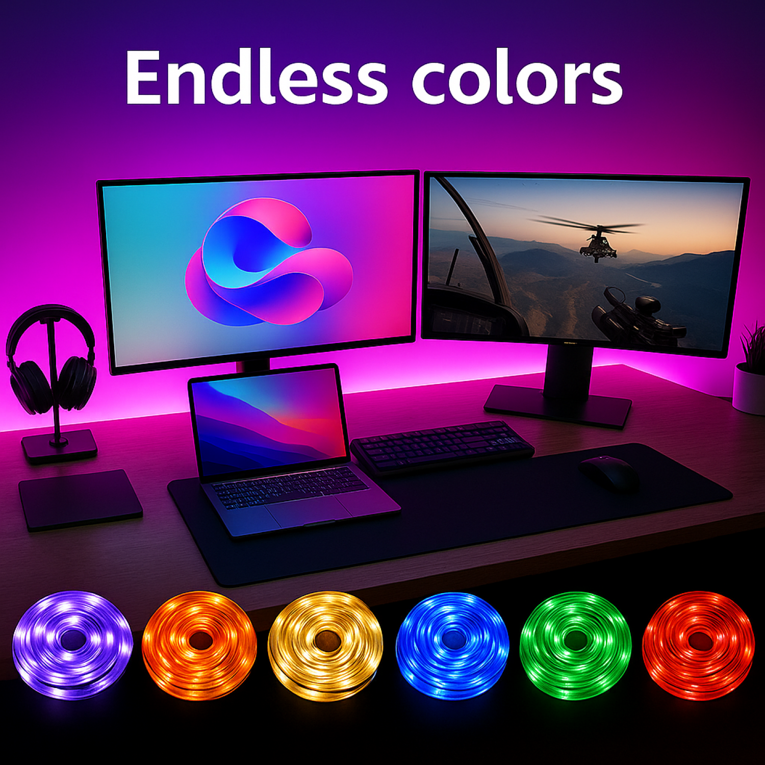 Tira LED Gaming RGB USB 5m - Gaming Room Completa Setup Profesional con App