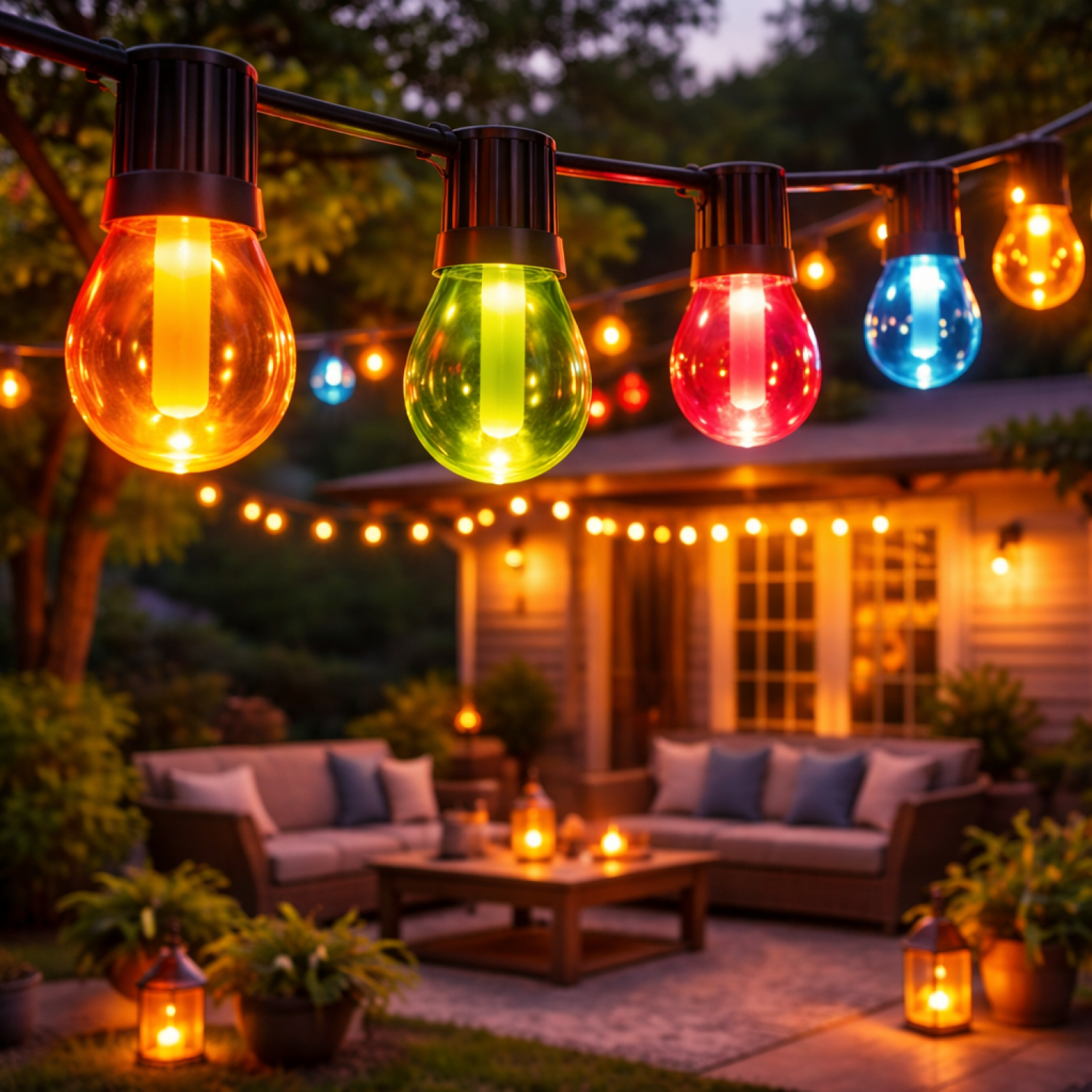 Guirnalda de 10 Bombillas 8M Exterior Ip44 Cable Eléctrico Rgbw