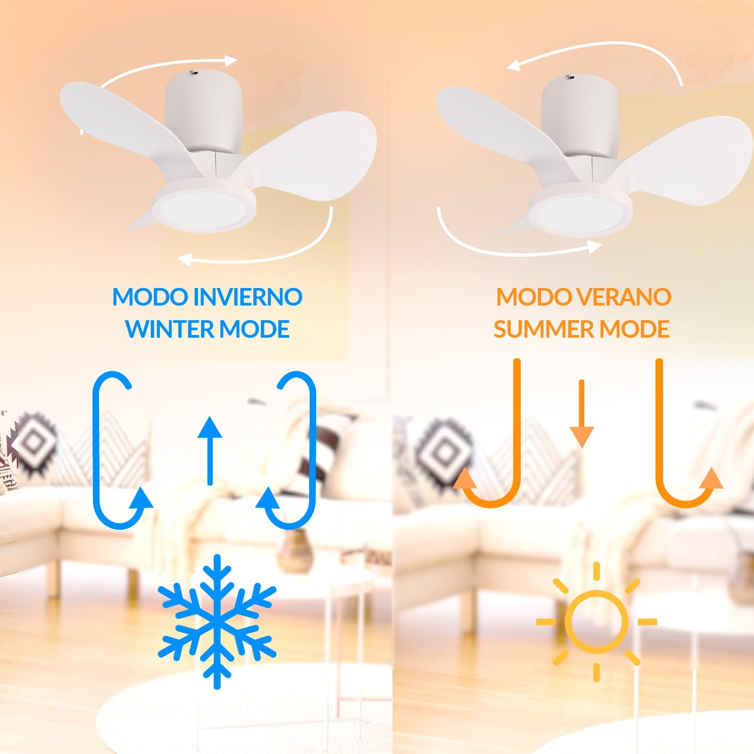 Ventilador de Techo LED Nature DC ø60 cm — Aspas Pétalo Compacto Regulable 6 Velocidades