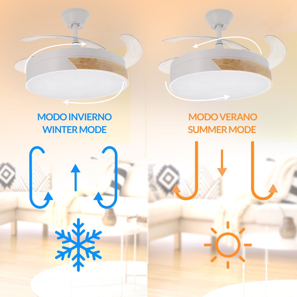 Ventilador de Techo LED Messe Nature DC ø107 cm — Acabado Haya Natural 6 Velocidades
