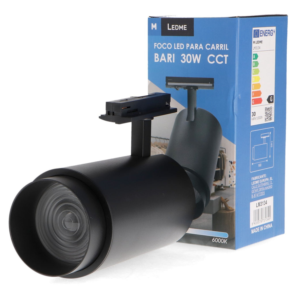 Foco LED Carril Bari 30W - Regulable CRI90 Óptica Ajustable
