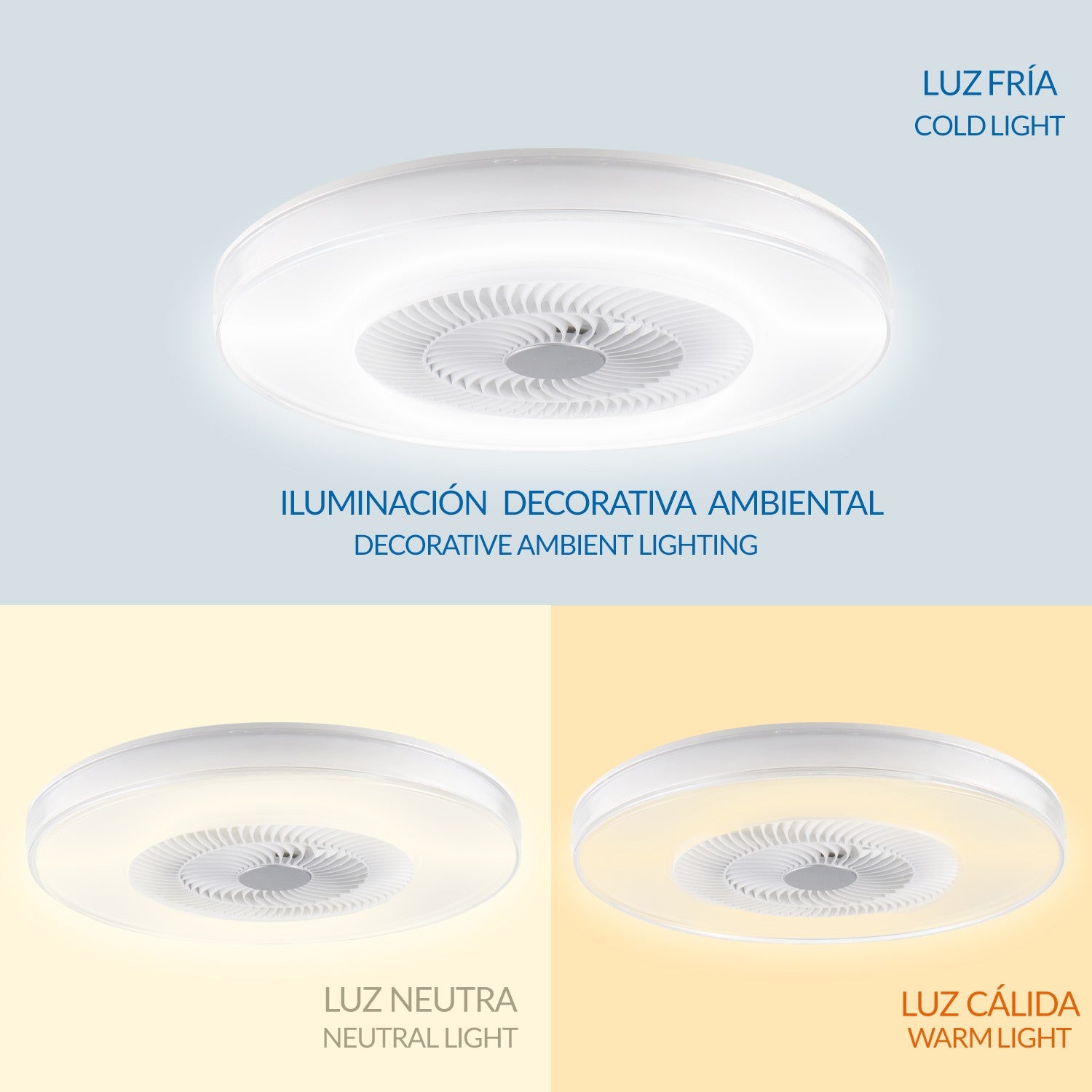 Ventilador de Techo LED Withline DC ø60 cm — Plafón Cónico 40W LED Regulable 6 Velocidades