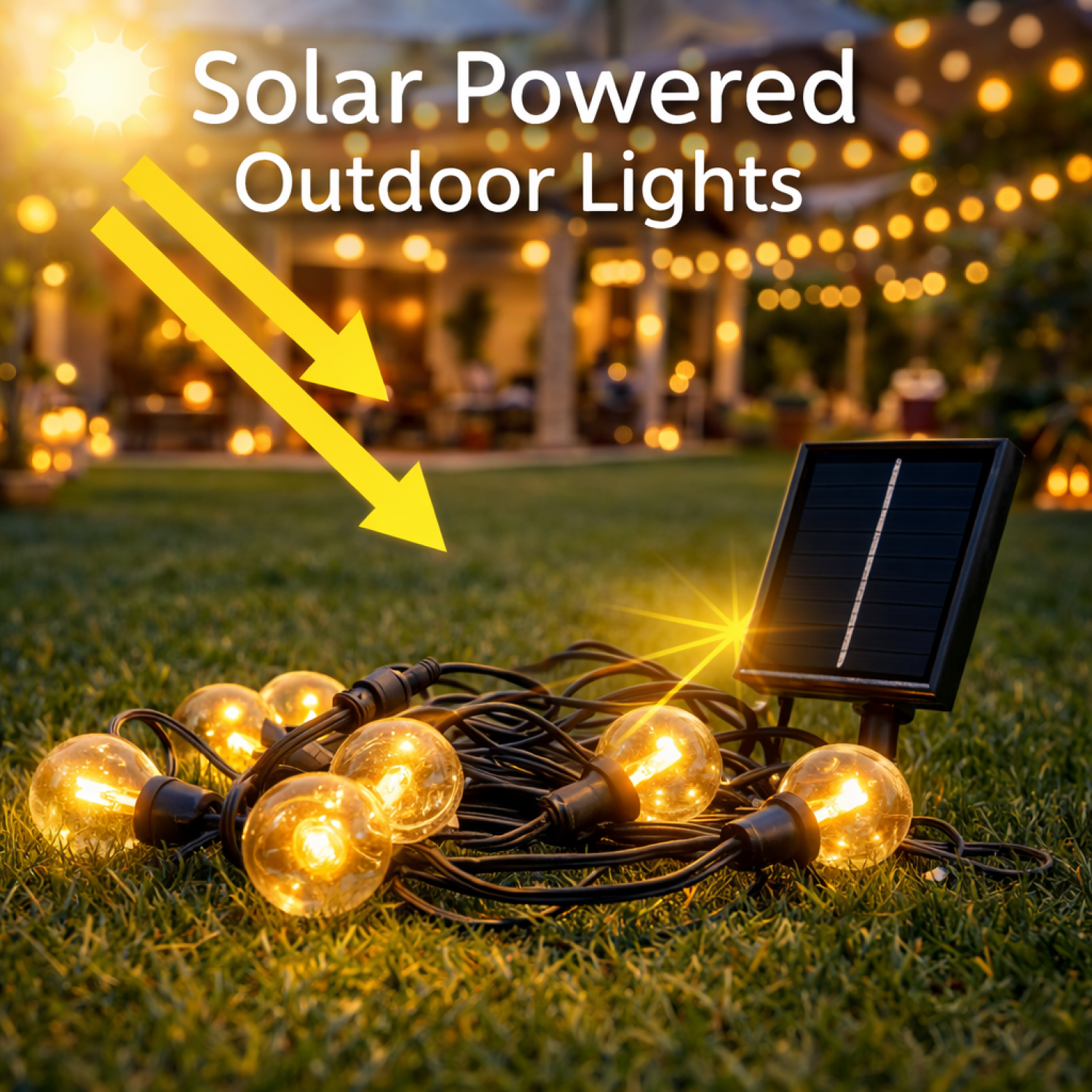 Guirnalda LED Solar 15 Bombillas Luz Cálida 7,5m | Exterior IP54