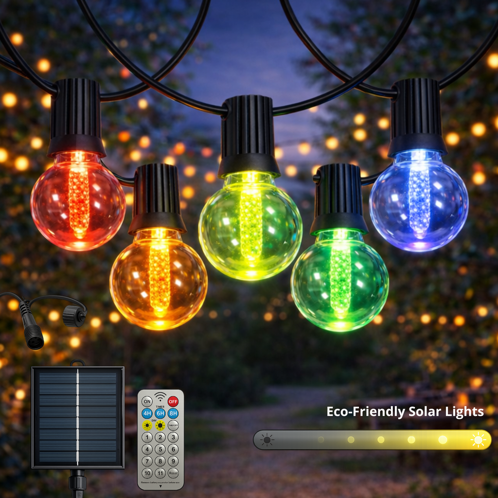 Guirnalda LED Solar 15 Bombillas RGB+W 7,5m | Exterior IP54