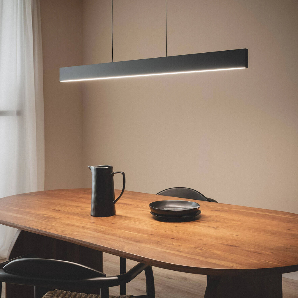 Lámpara Colgante Lineal LED 120cm 30W CCT | Aluminio Negro | Wanda