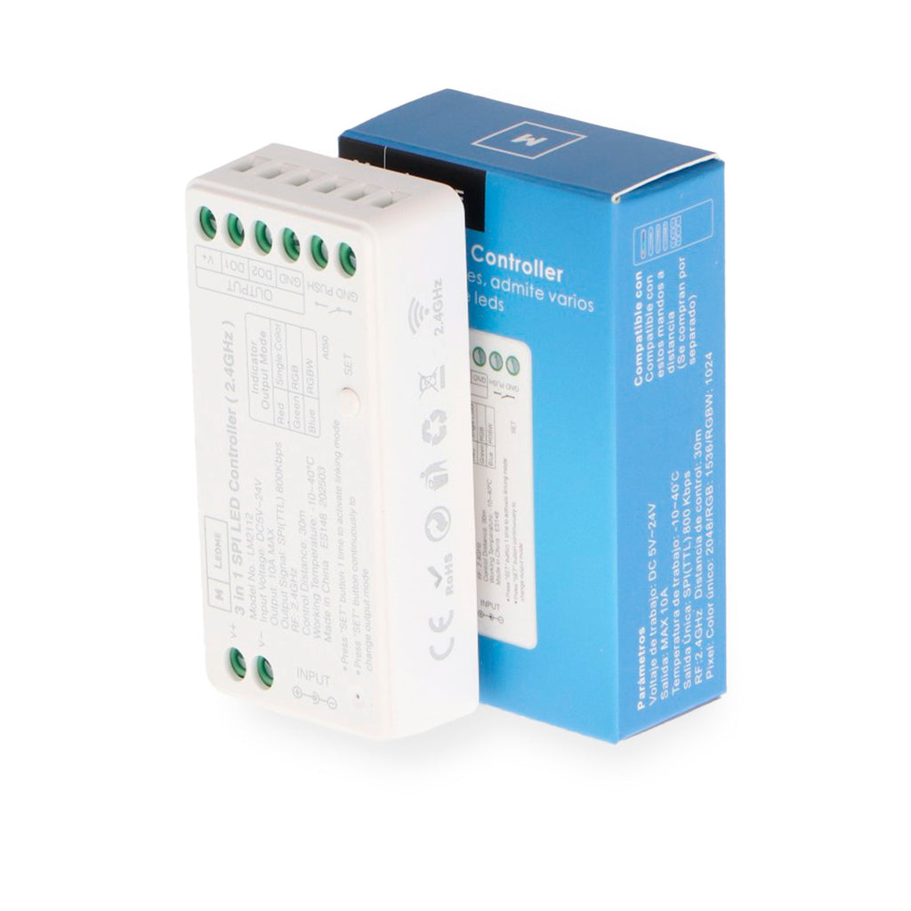 Controlador 3 en 1 SPI/IC LED RGBW | 5-12-24V | 10A | M LEDME