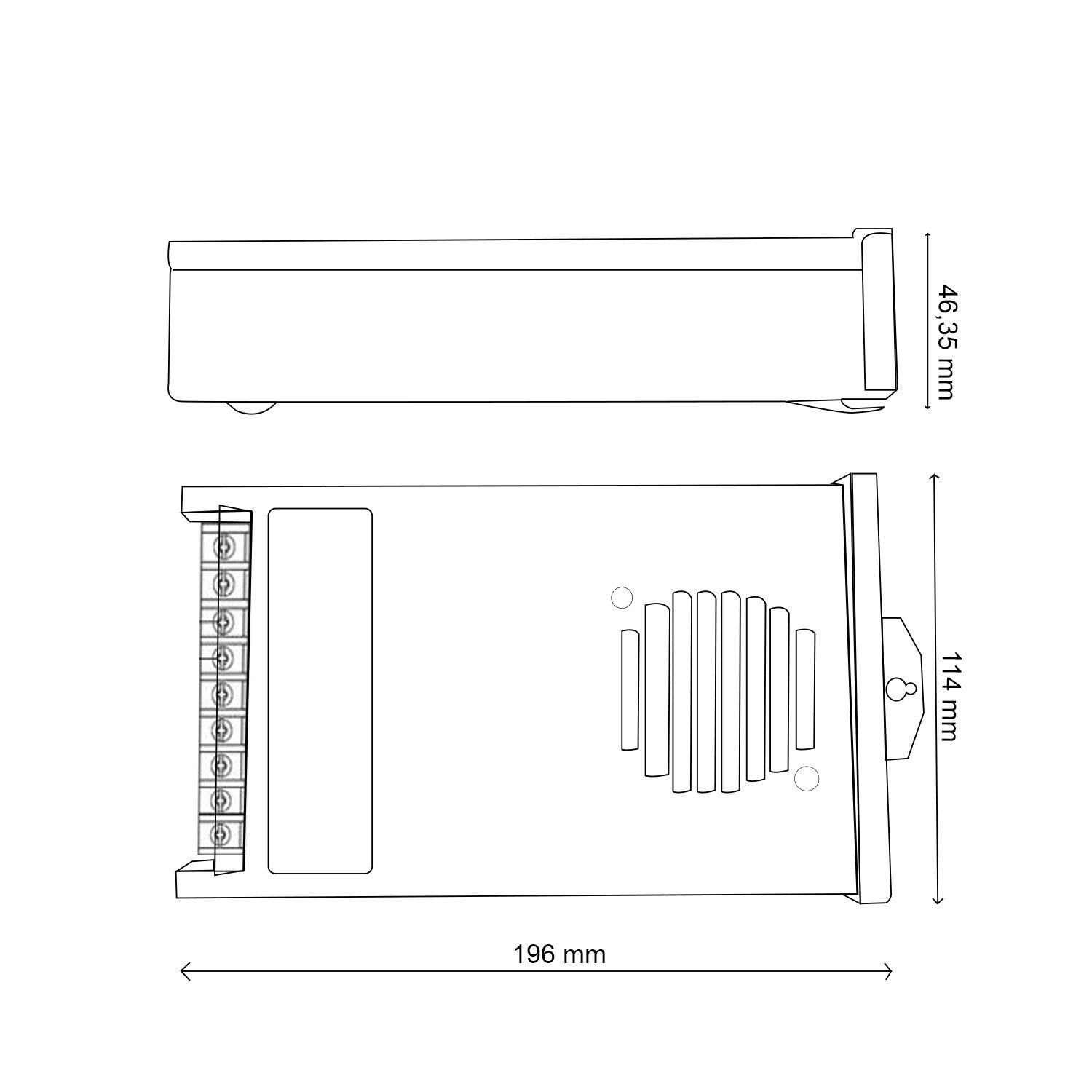 Fuente de Alimentación para Tiras LED | 600W | 24V DC | IP45 | Aluminio | Universal