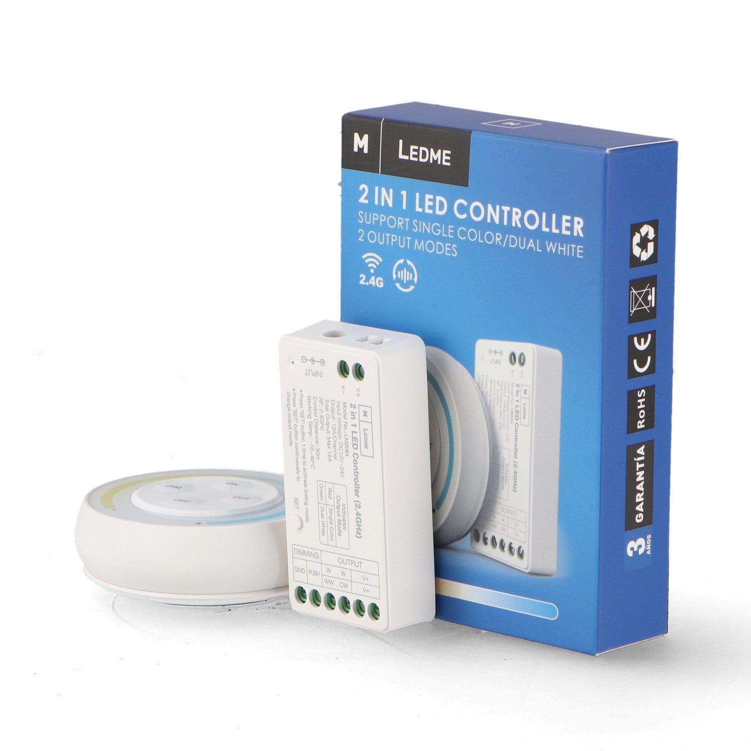 Controlador LED Monocolor y CCT 12/24V DC | Mando RF Incluido | M LEDME